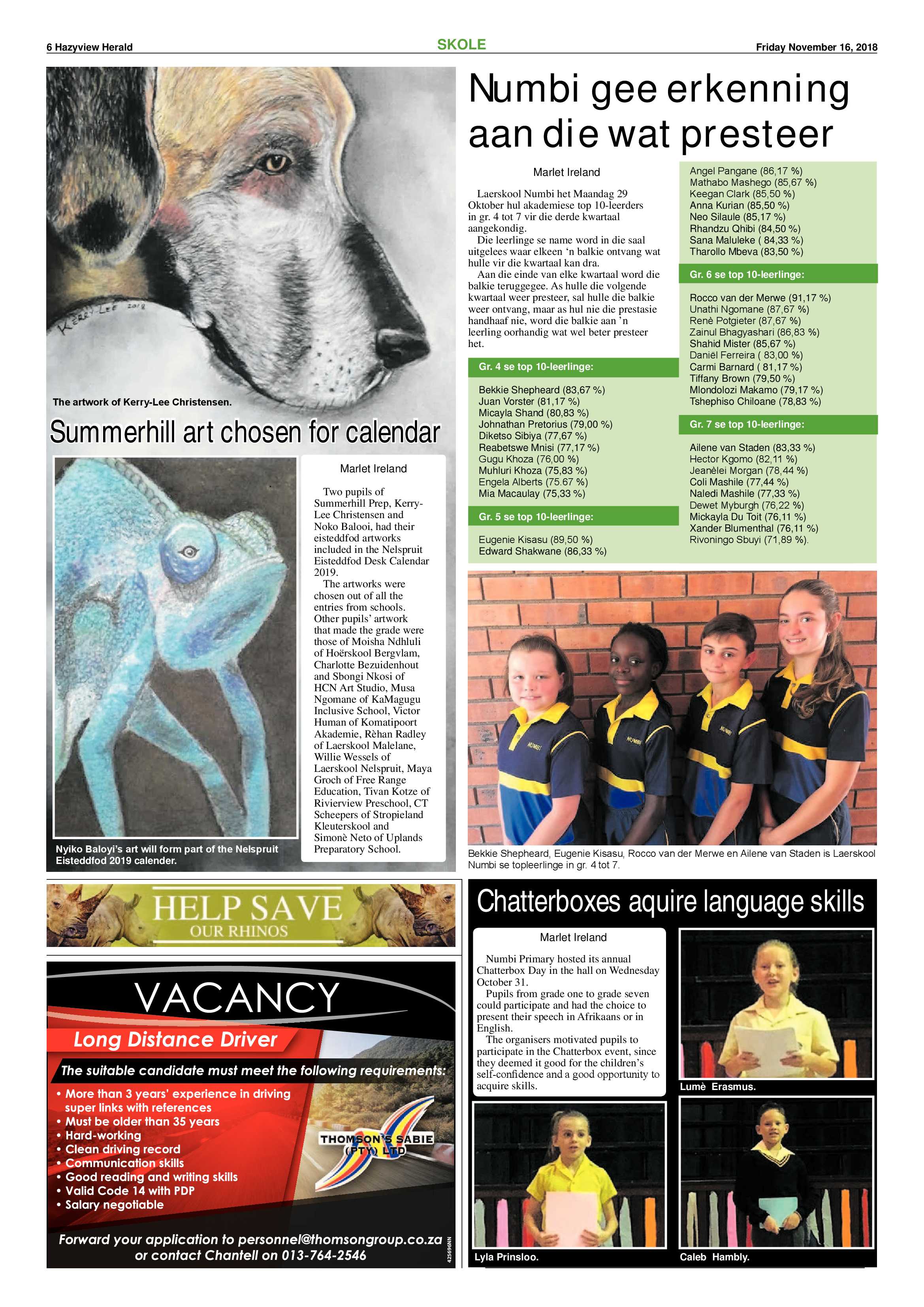 Hazyview Herald 16 November 2018 page 6