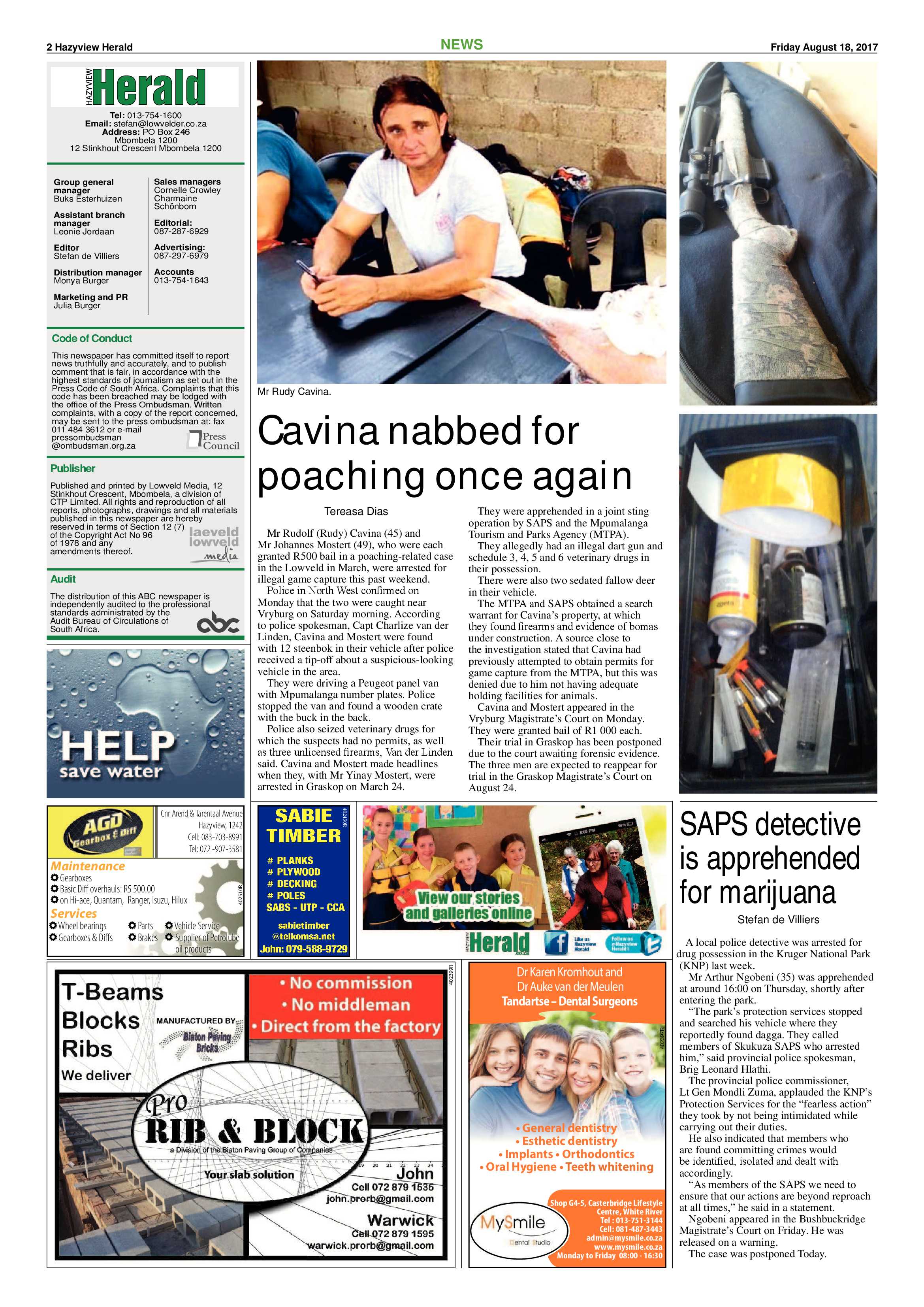 Hazyview Herald 18 August 2017 page 2