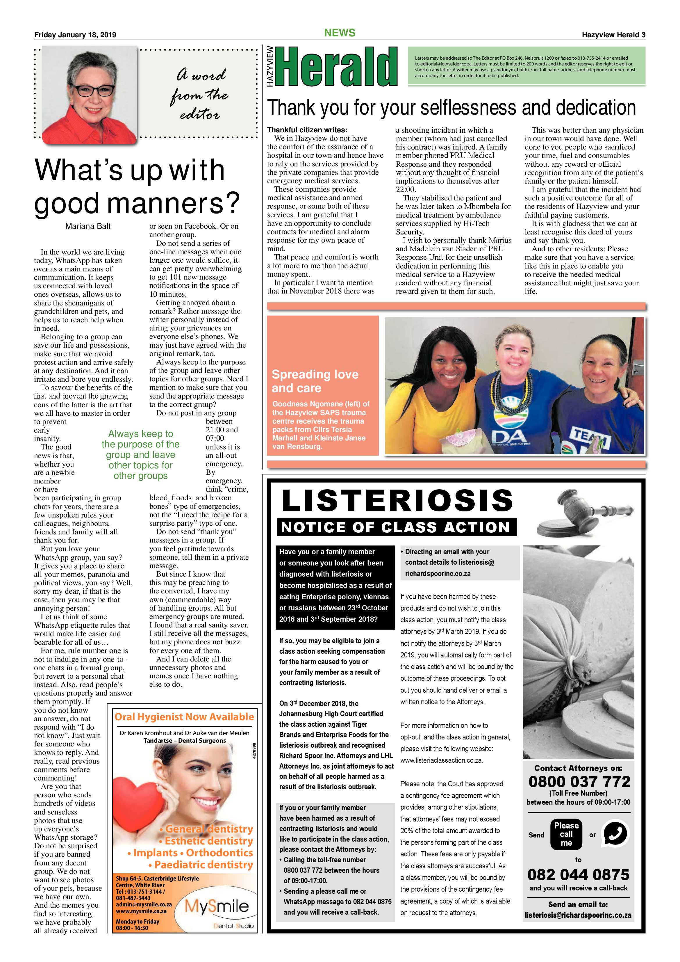 Hazyview Herald 18 January 2019 page 3