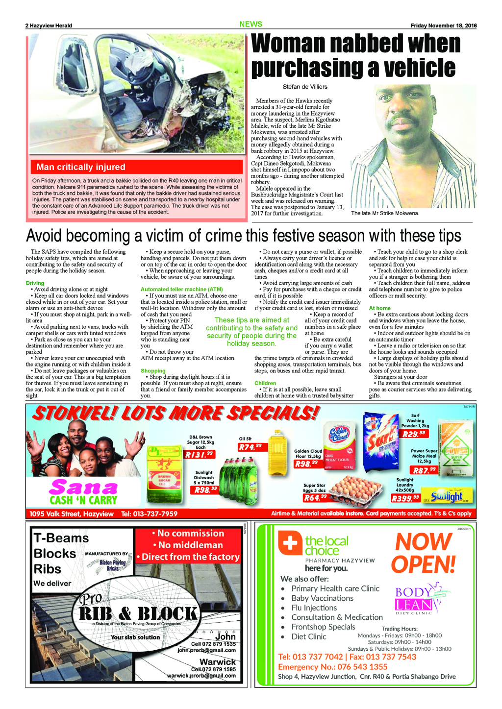 Hazyview Herald 18 November 2016 page 2
