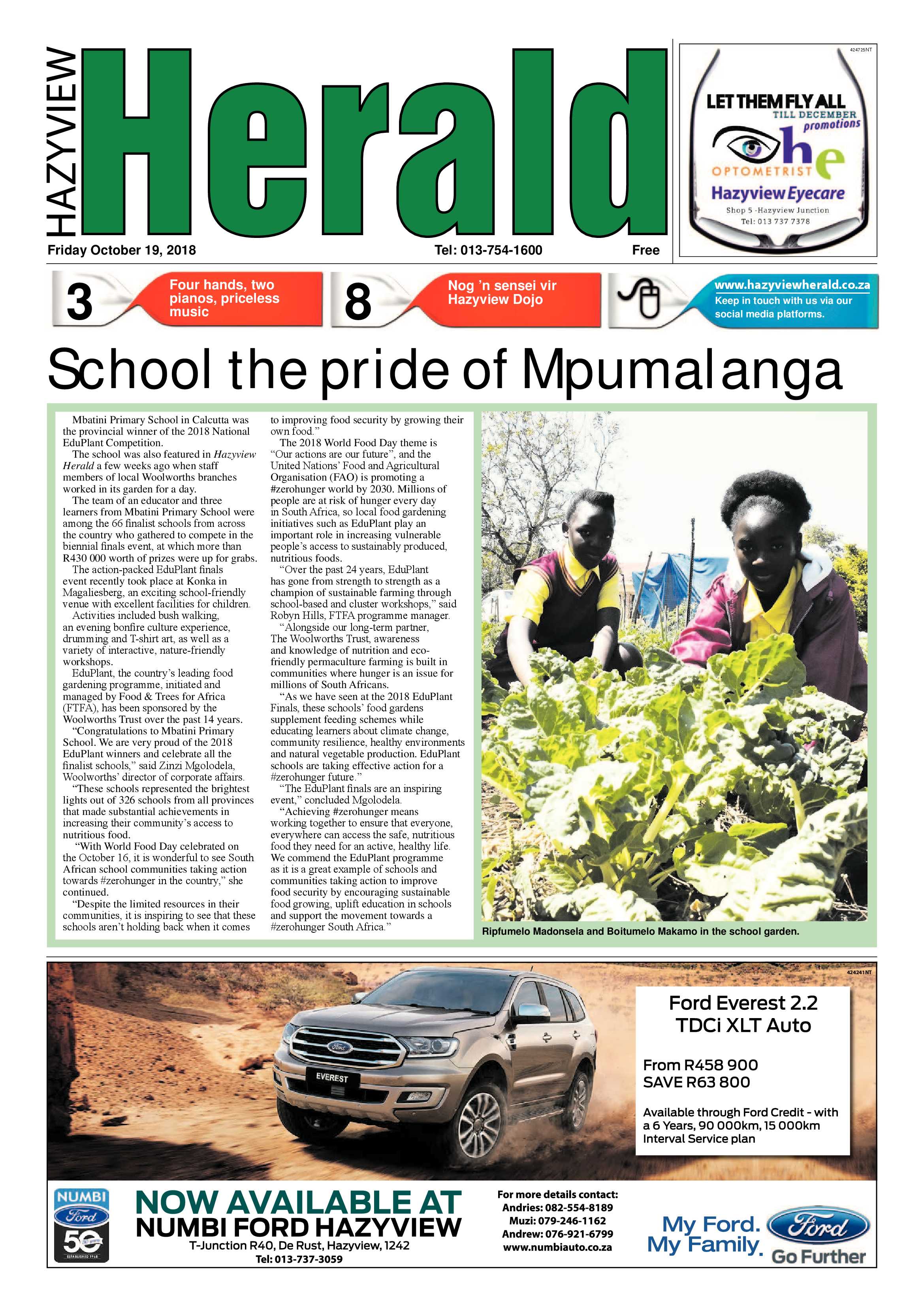 Hazyview Herald 19 October 2018 page 1