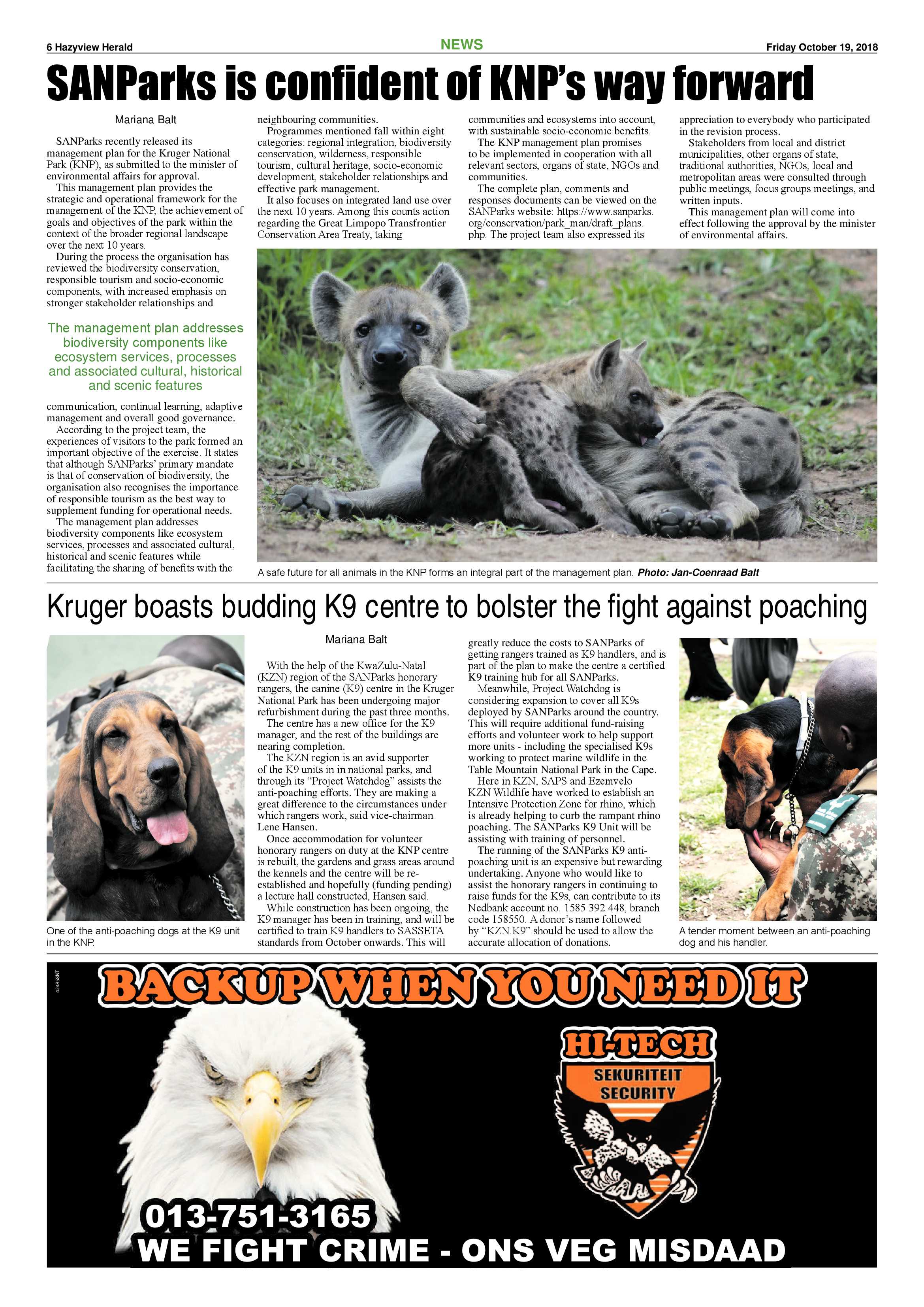 Hazyview Herald 19 October 2018 page 6