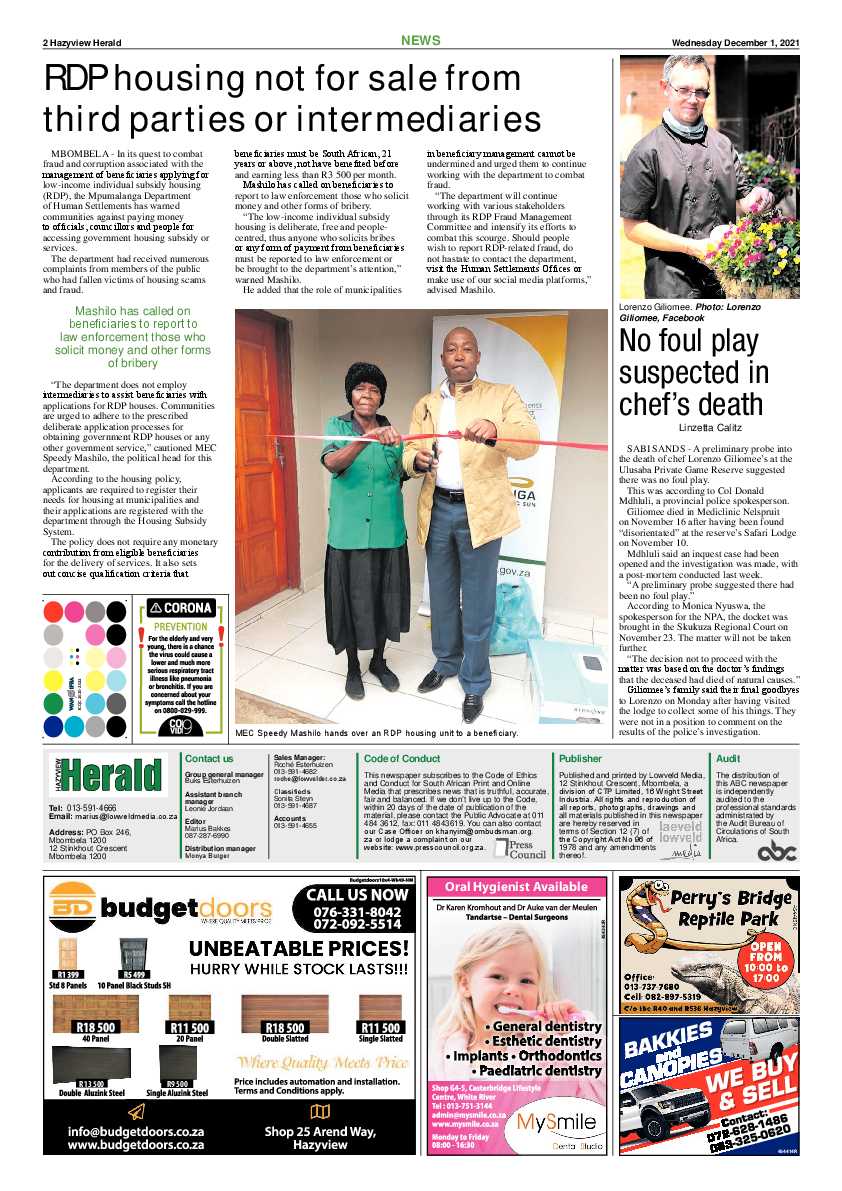 Hazyview Herald 1 December 2021 page 2