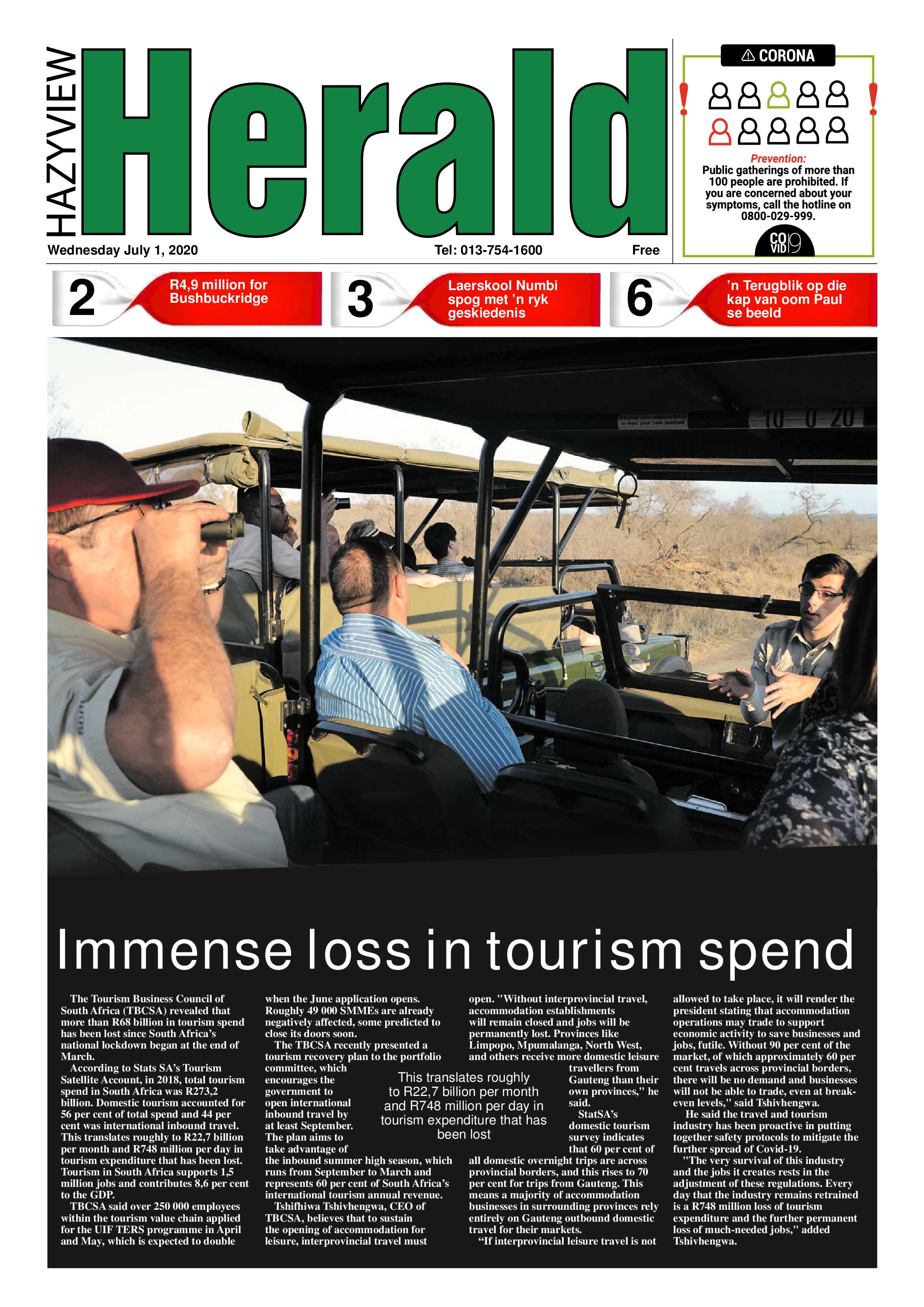 Hazyview Herald 1 July 2020 page 1