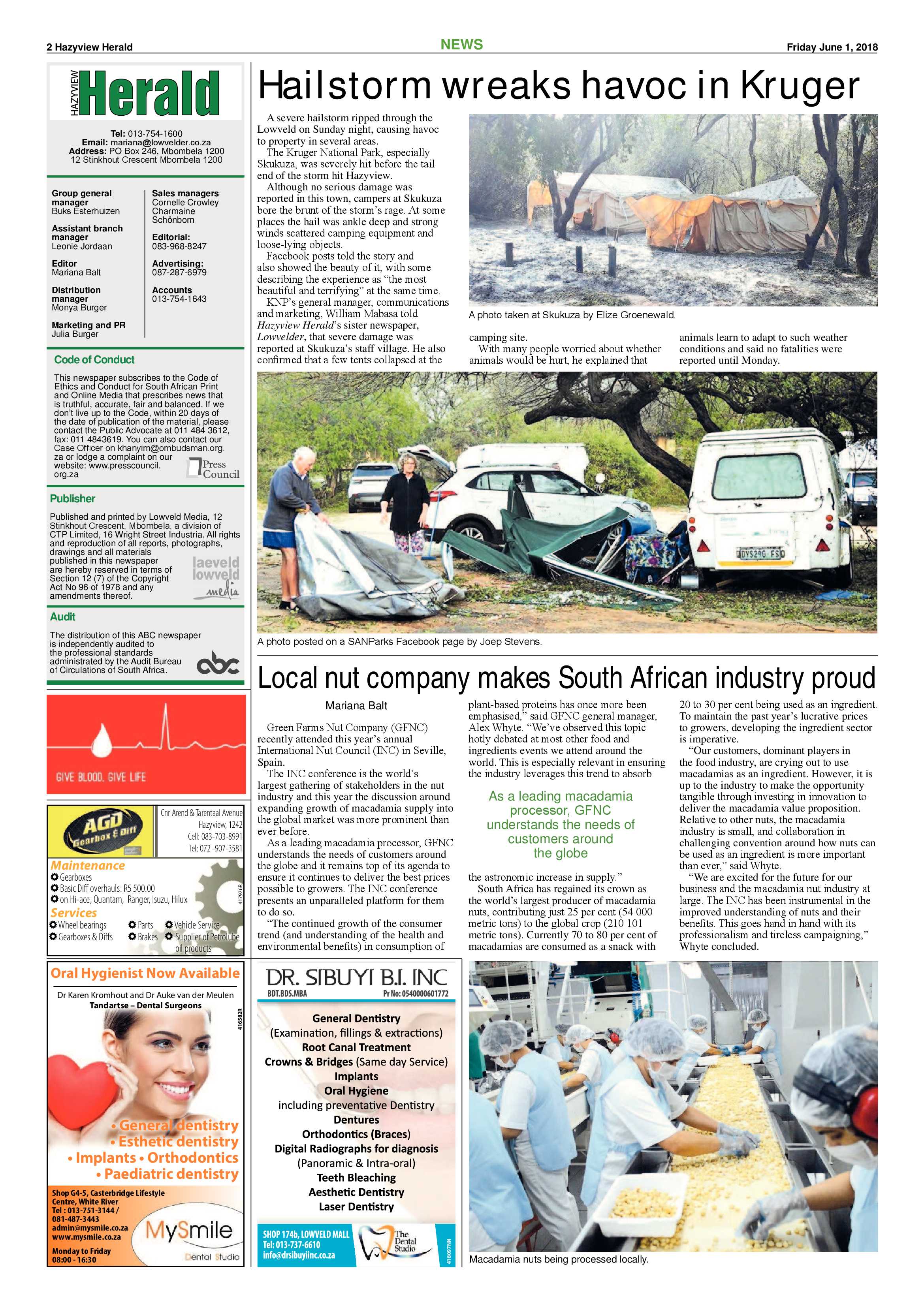 Hazyview Herald 1 June 2018 page 2