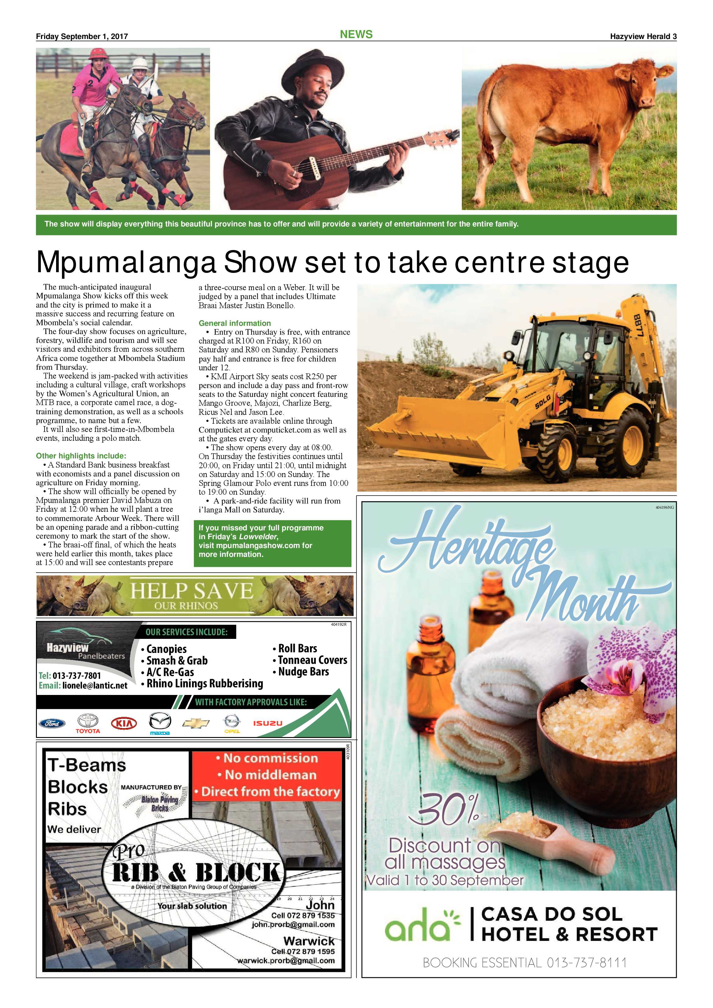 Hazyview Herald 1 September 2017 page 3