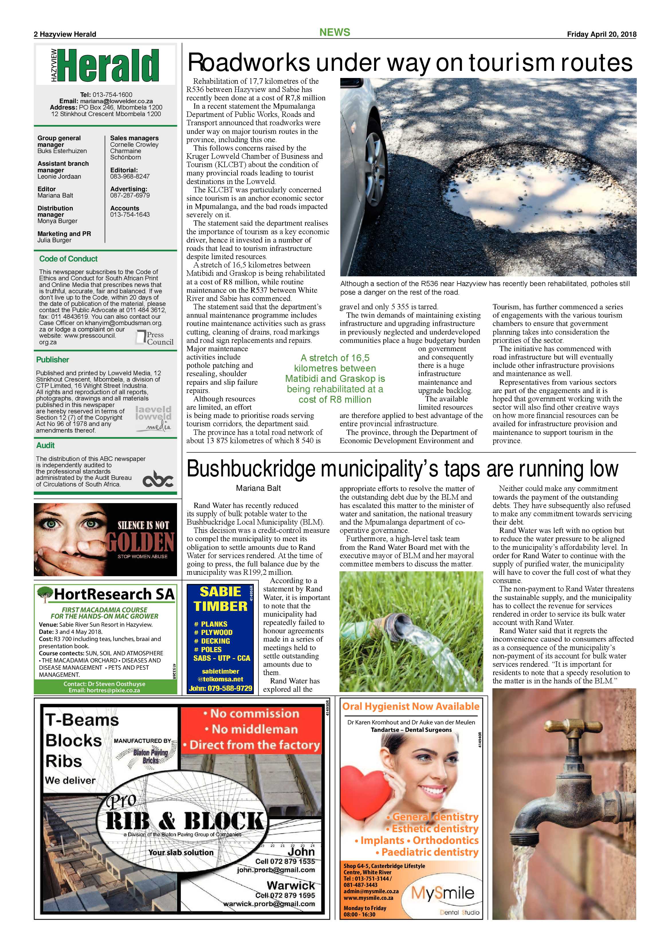 Hazyview Herald 20 April 2018 page 2