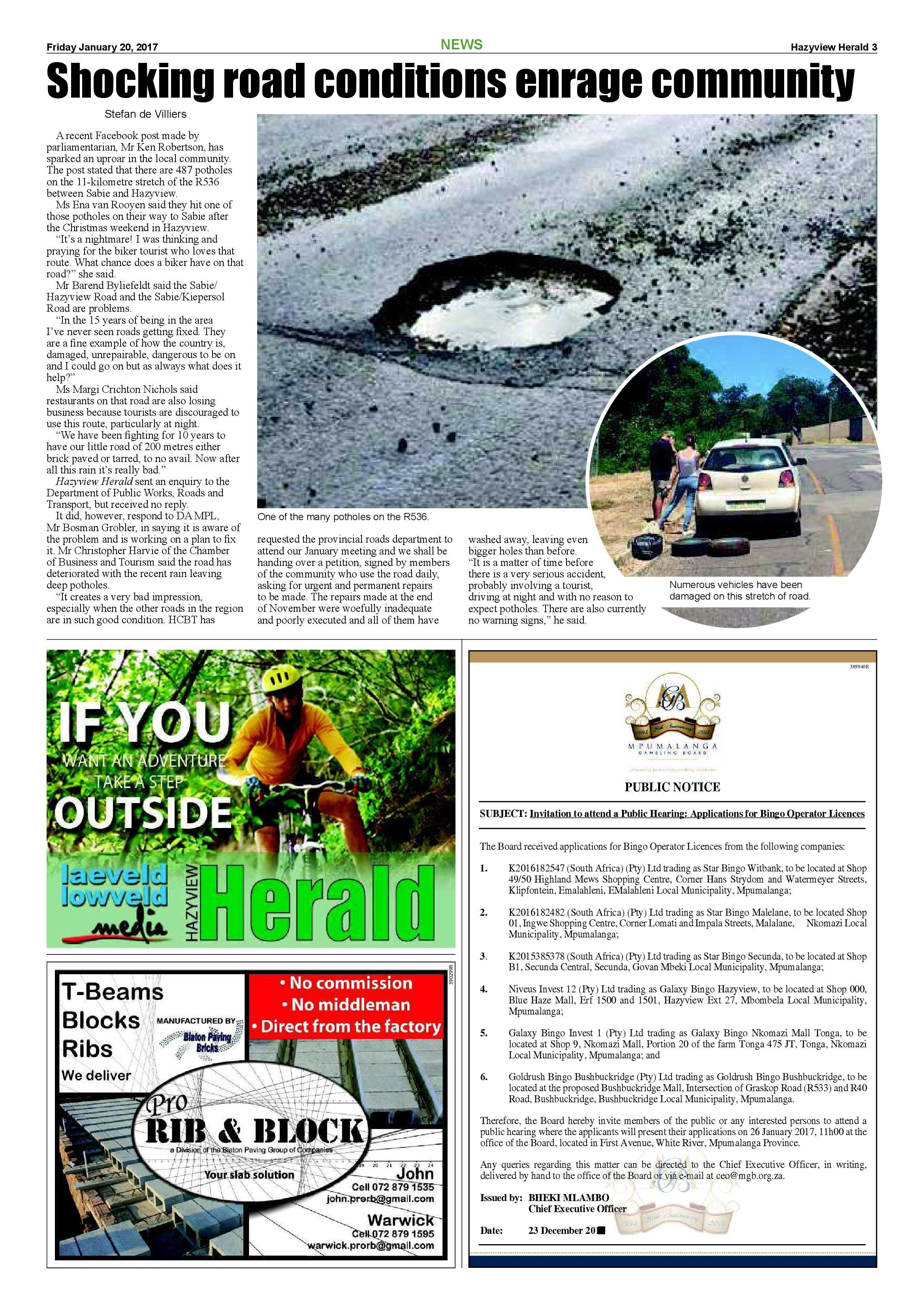 Hazyview Herald 20 January 2017 page 3