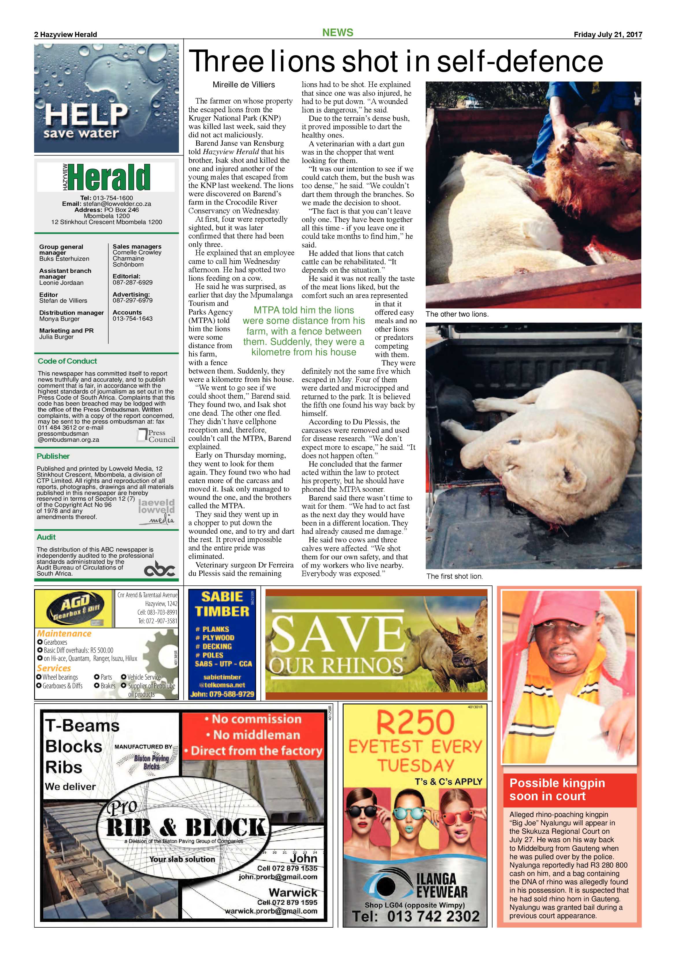 Hazyview Herald 21 July 2017 page 2