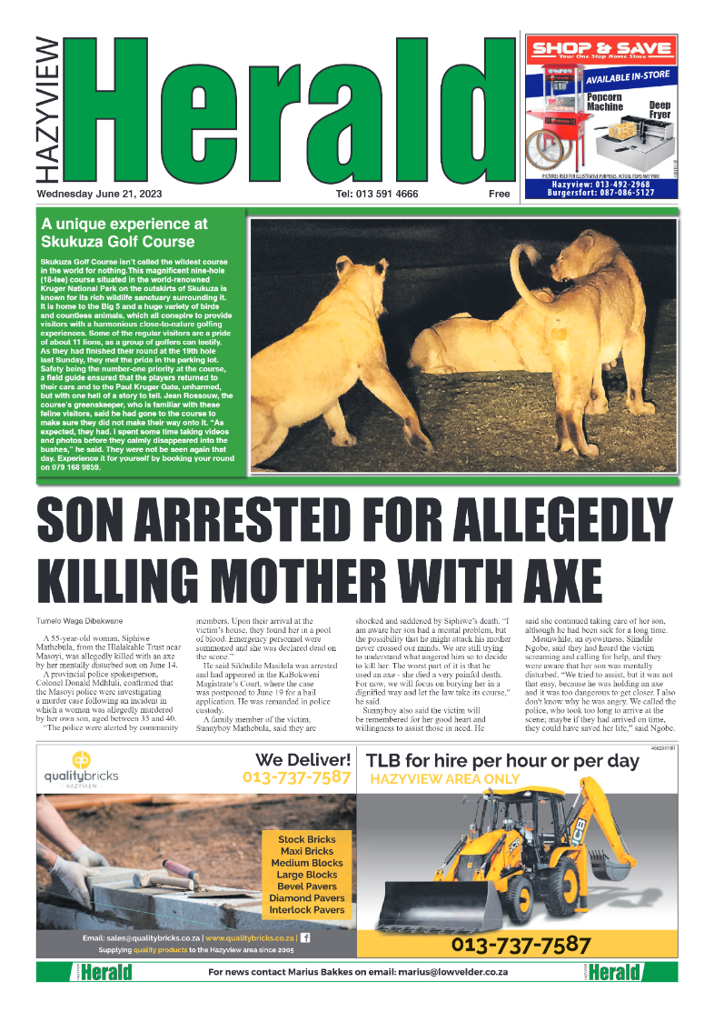 Hazyview Herald 21 June 2023 page 1