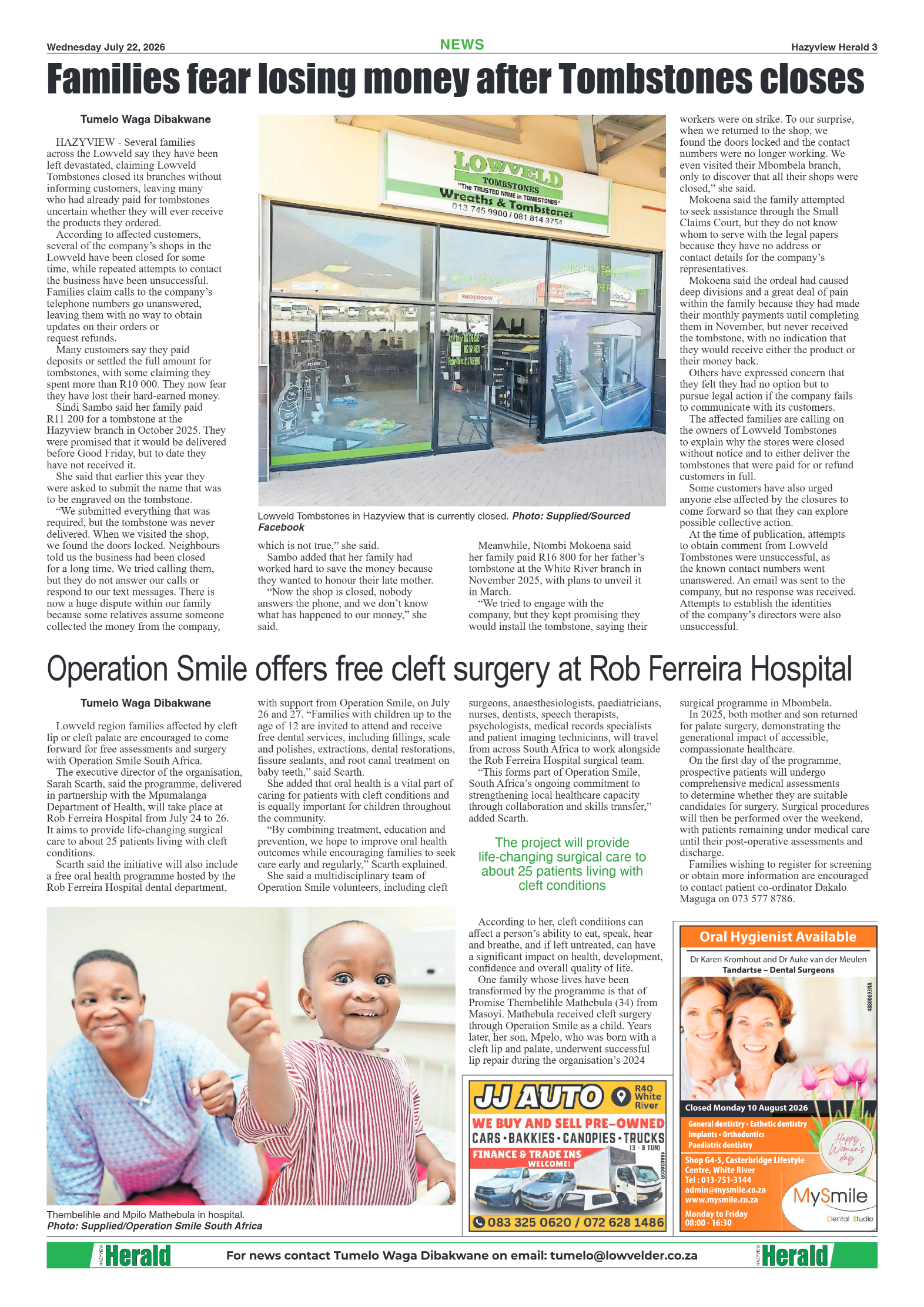 Hazyview Herald 22 July 2026 page 3