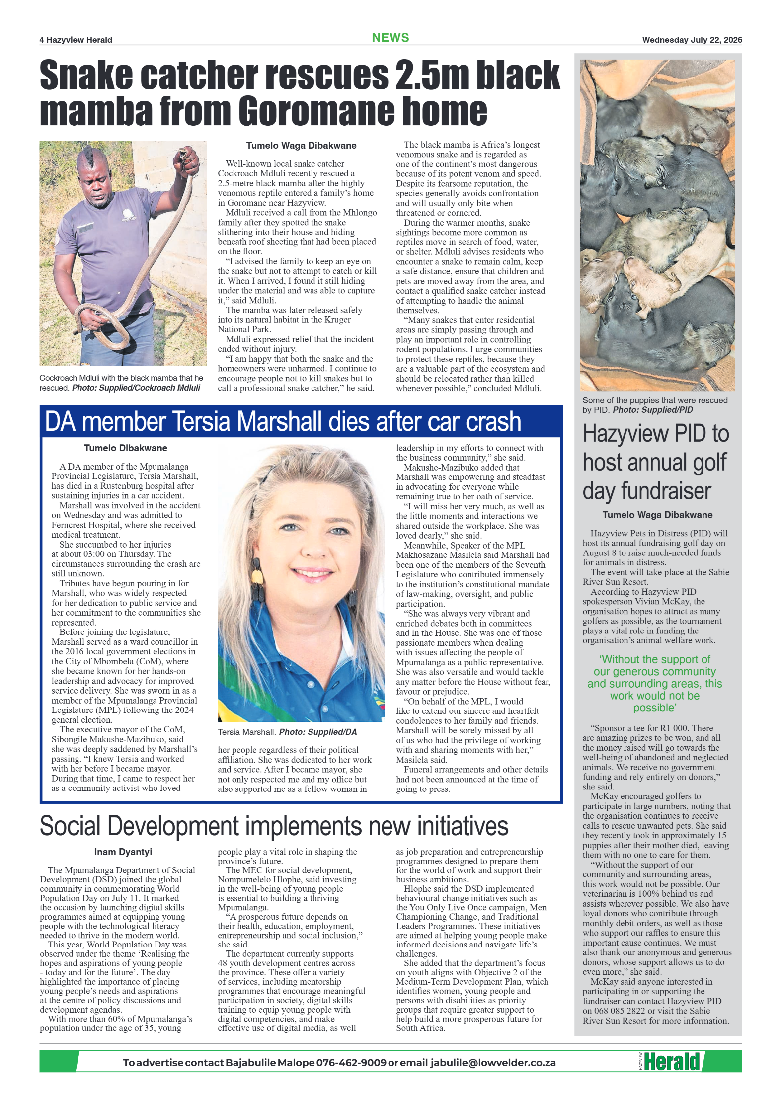 Hazyview Herald 22 July 2026 page 4