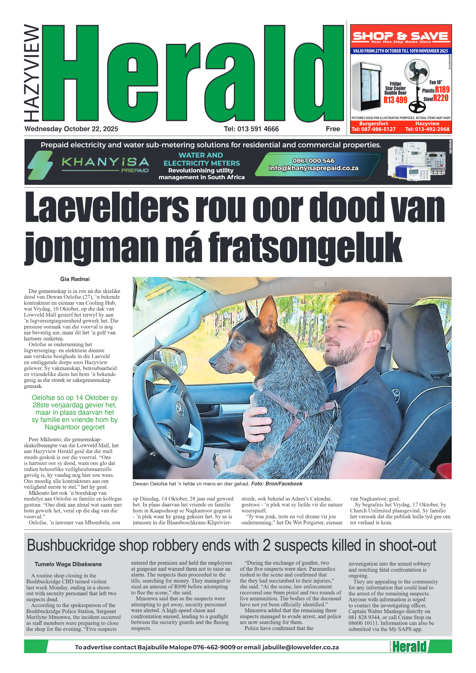 Hazyview Herald 22 October 2025 page 1