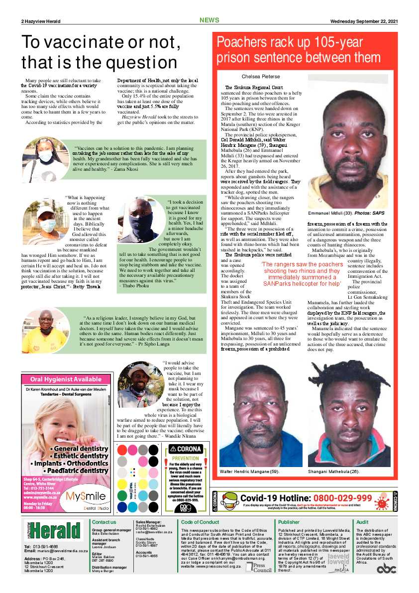 Hazyview Herald 22 September 2021 page 2