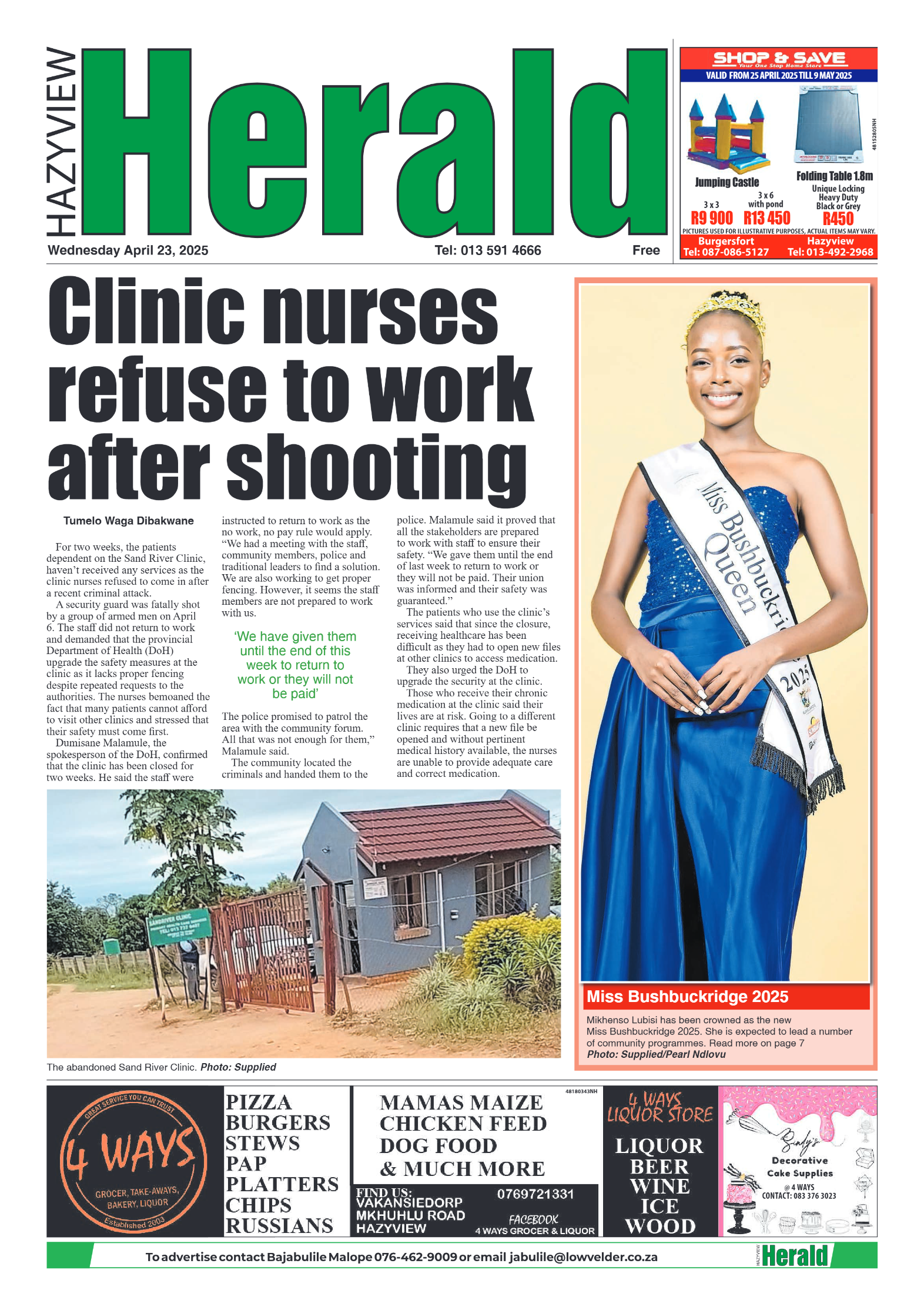 Hazyview Herald 23 April 2025 page 1