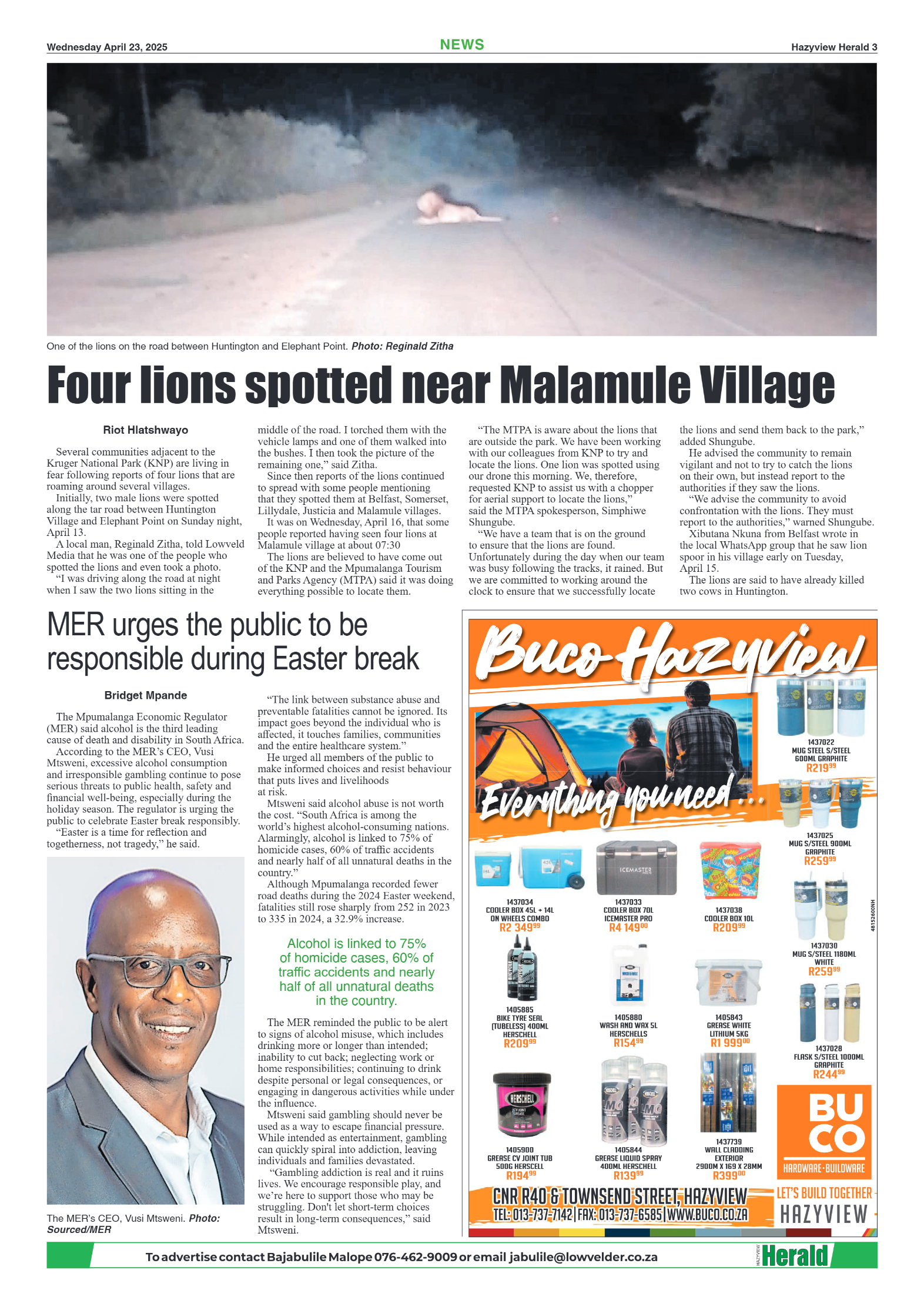 Hazyview Herald 23 April 2025 page 3