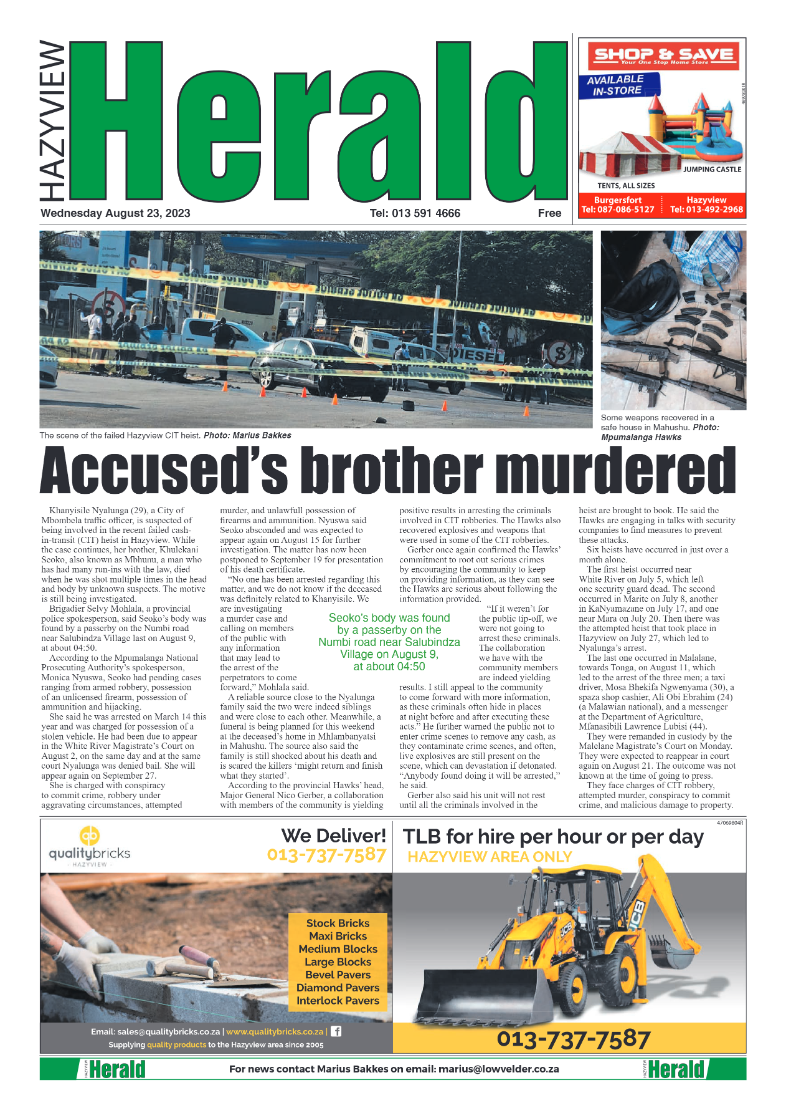 Hazyview Herald 23 August 2023 page 1