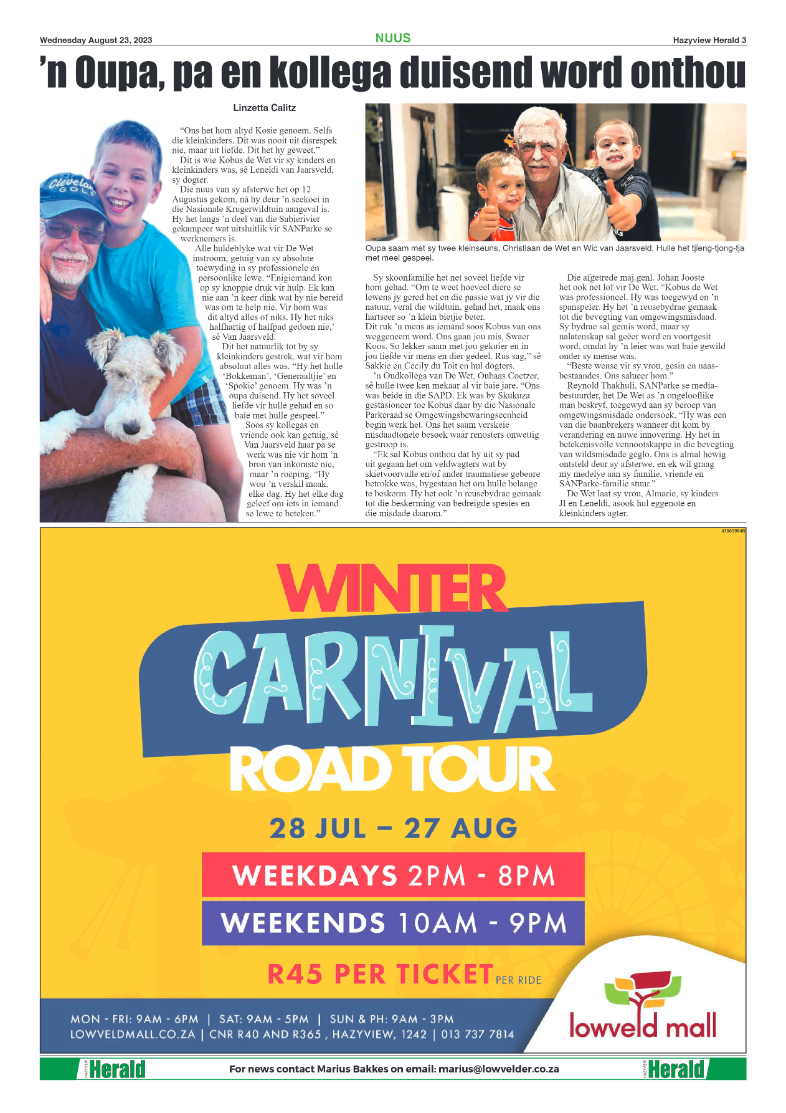 Hazyview Herald 23 August 2023 page 3