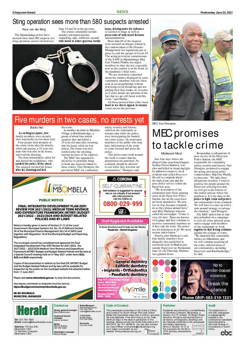 Hazyview Herald 23 June 2021 page 2
