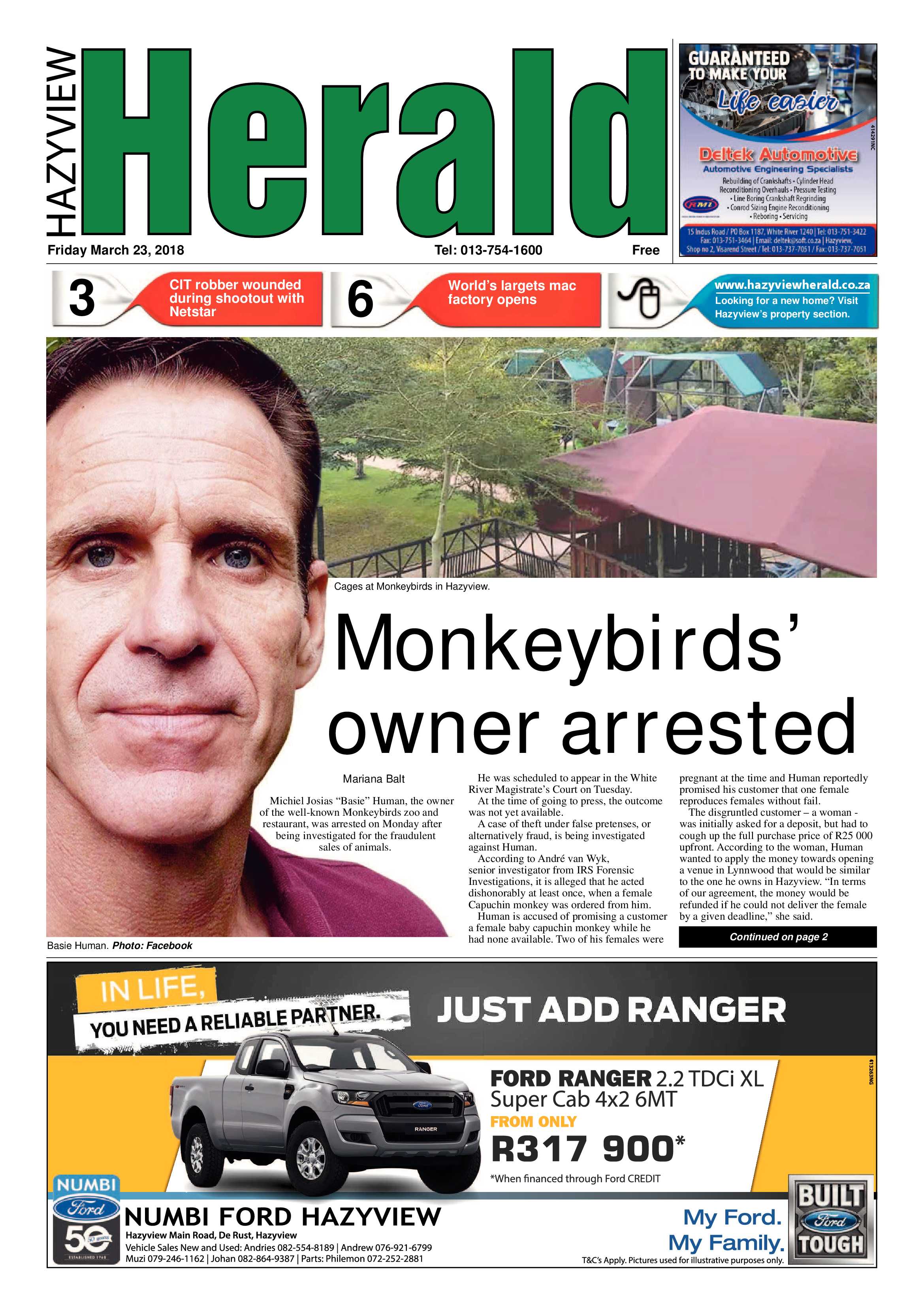 Hazyview Herald 23 March 2018 page 1