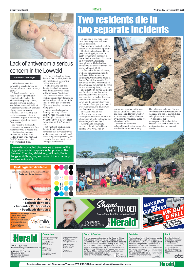 Hazyview Herald 23 November 2022 page 2