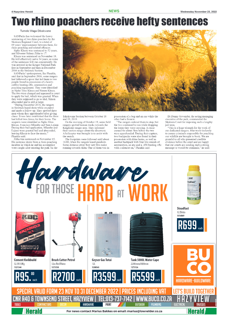 Hazyview Herald 23 November 2022 page 4
