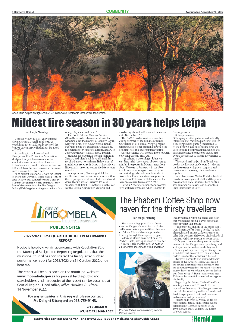 Hazyview Herald 23 November 2022 page 6