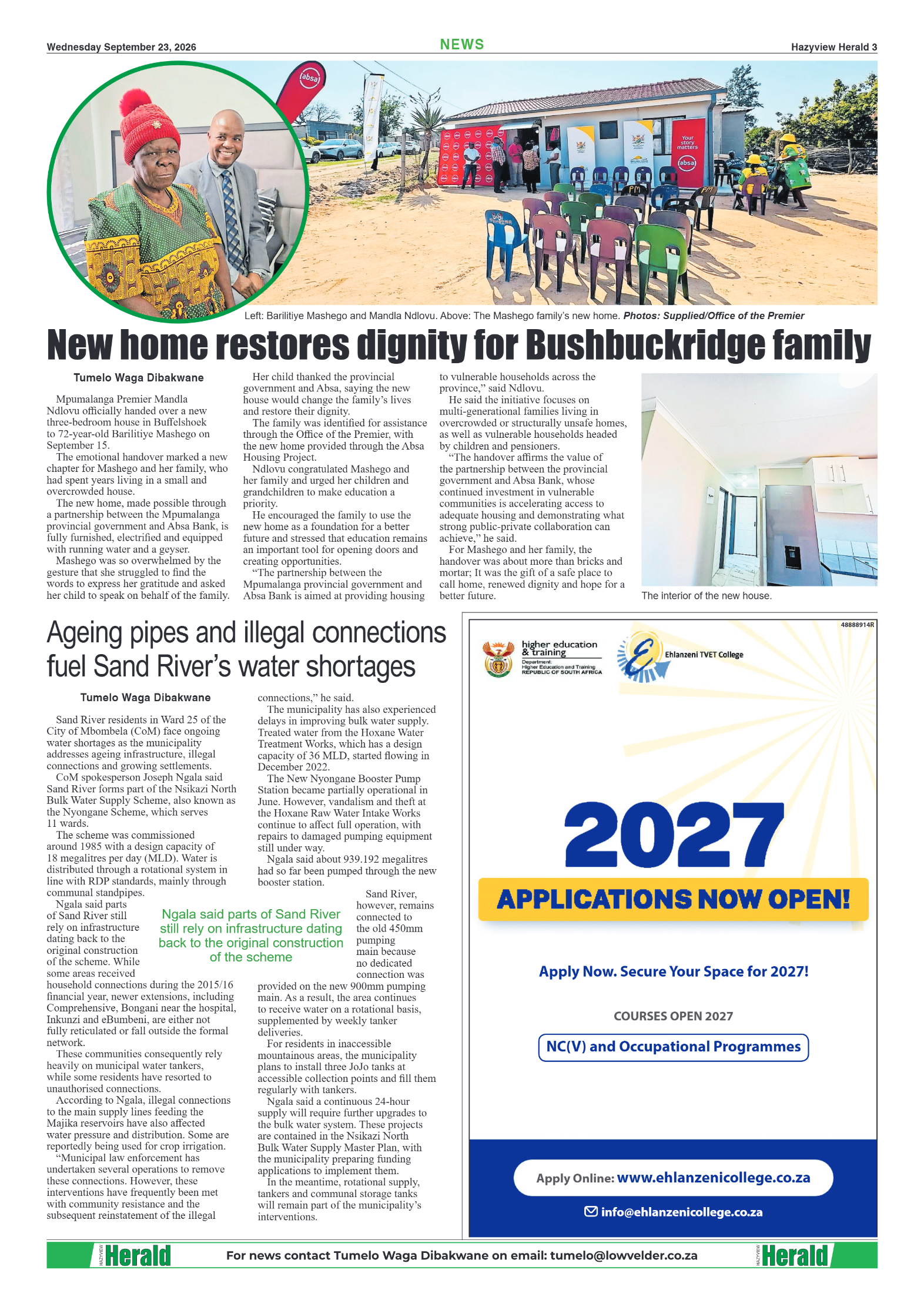 Hazyview Herald 23 September 2026 page 3