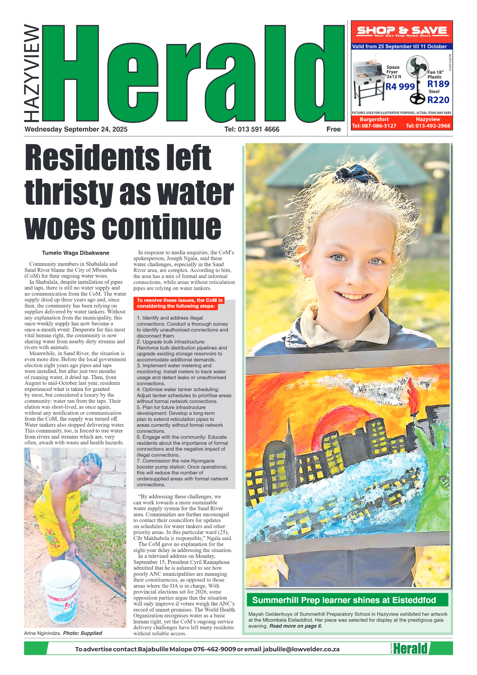 Hazyview Herald 24 September 2025 page 1