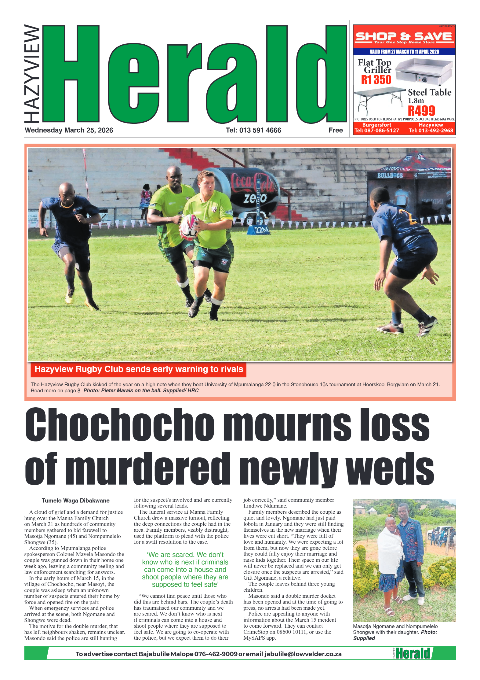 Hazyview Herald 25 March 2026 page 1