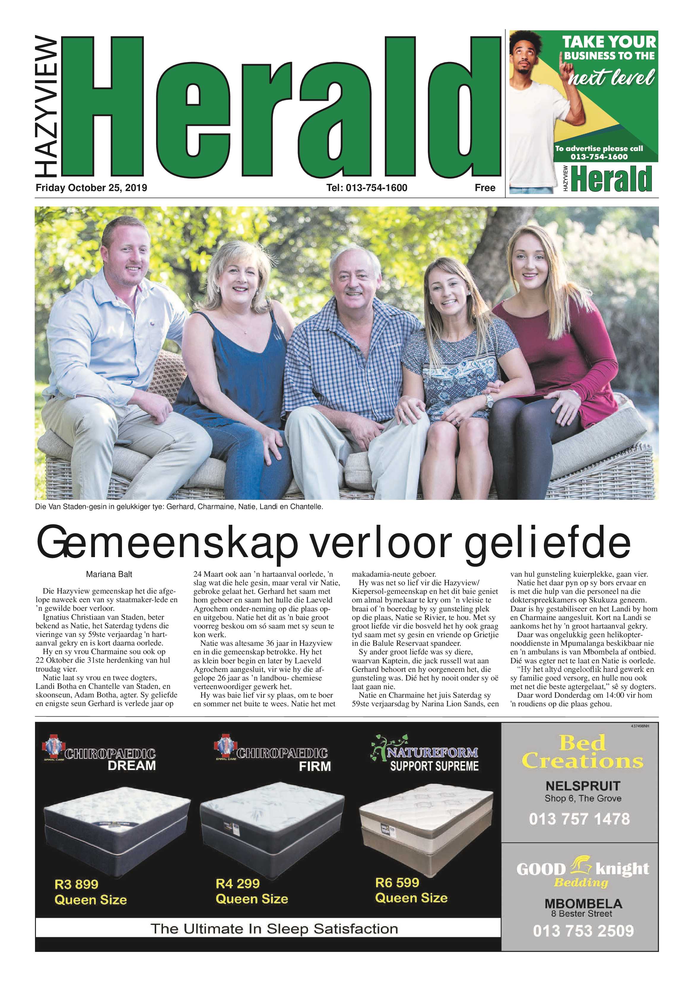 Hazyview Herald 25 October 2019 page 1