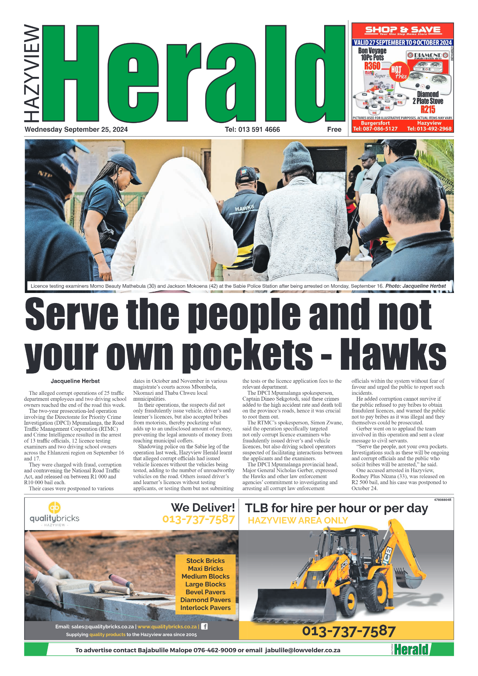 Hazyview Herald 25 September 2024 page 1