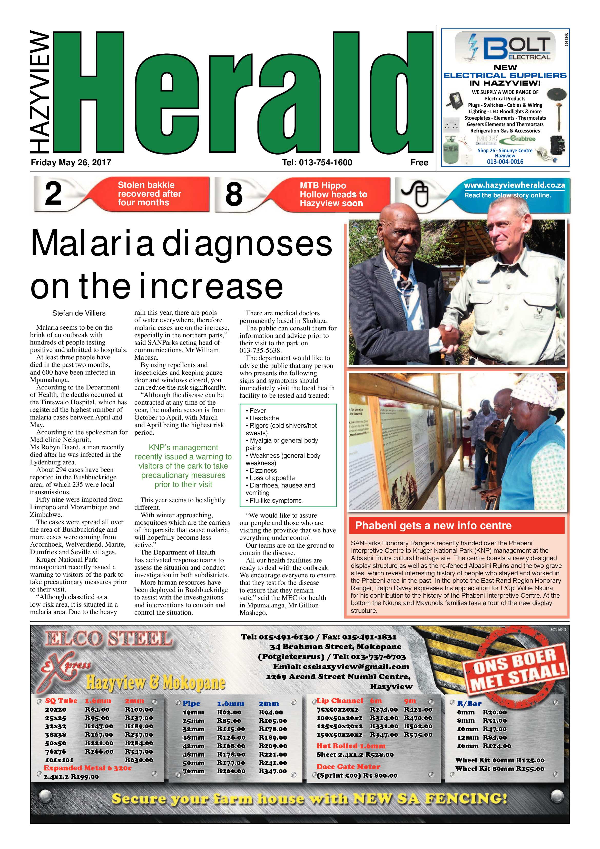 Hazyview Herald 26 May 2017 page 1