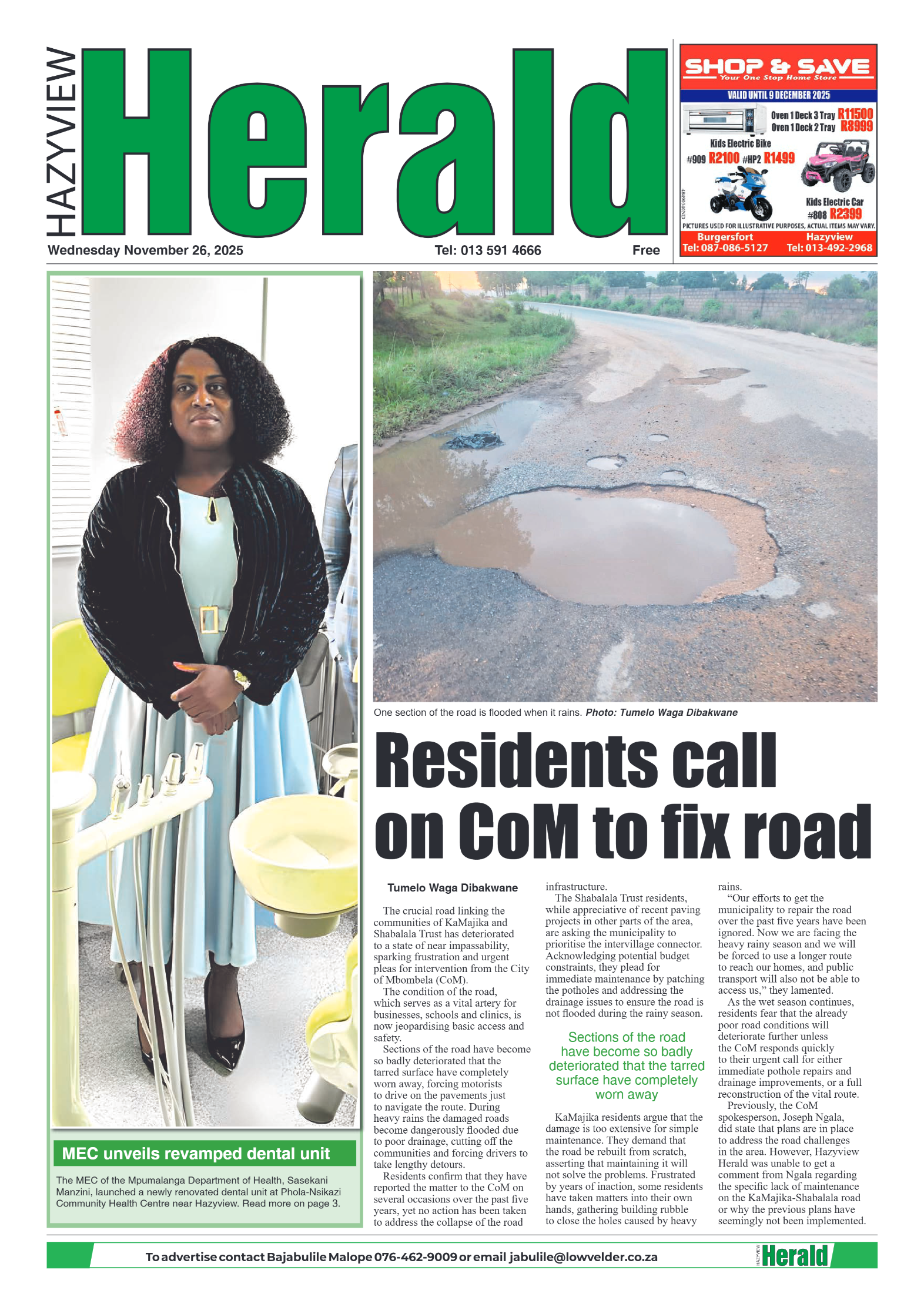 Hazyview Herald 26 November 2025 page 1