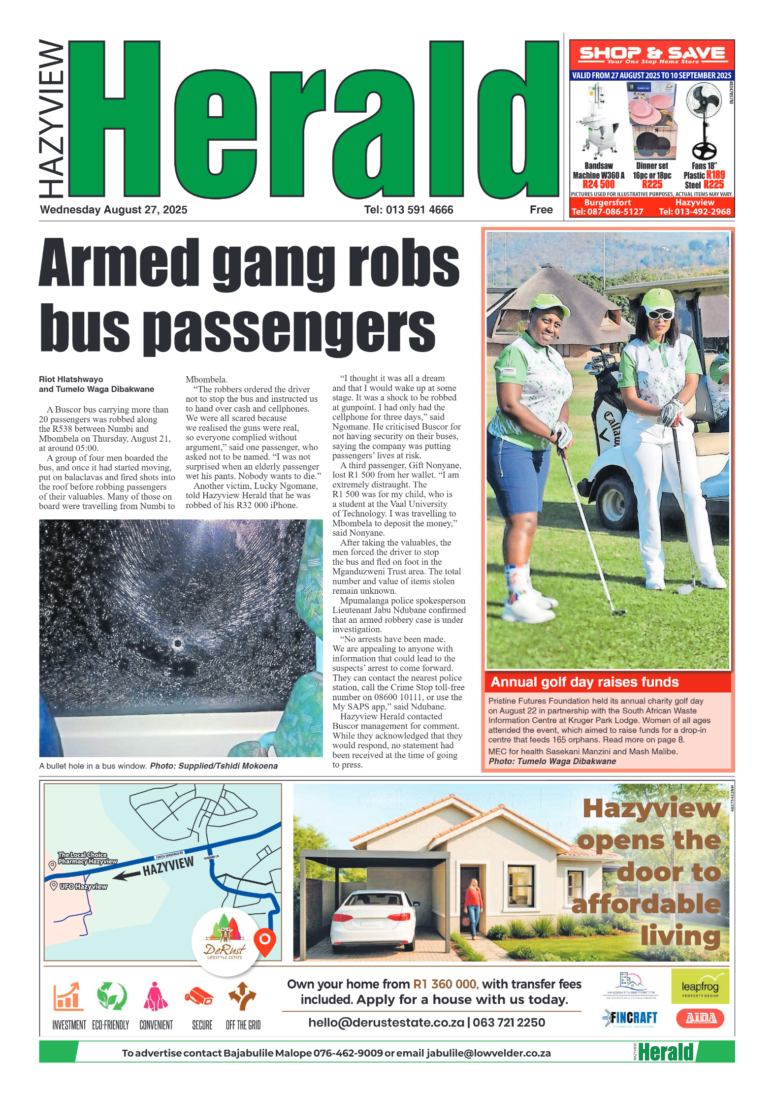 Hazyview Herald 27 August 2025 page 1
