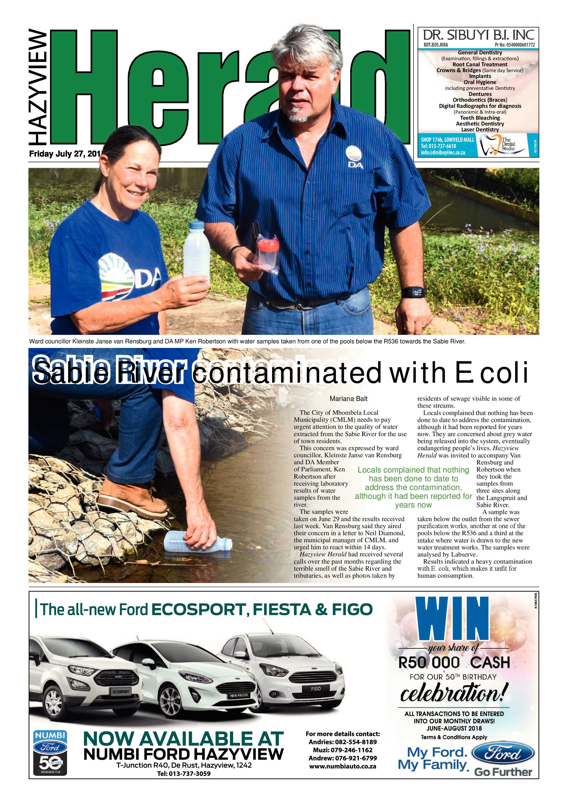 Hazyview Herald 27 July 2018 page 1