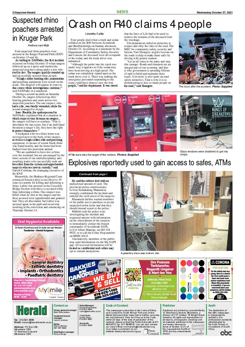 Hazyview Herald 27 October 2021 page 2