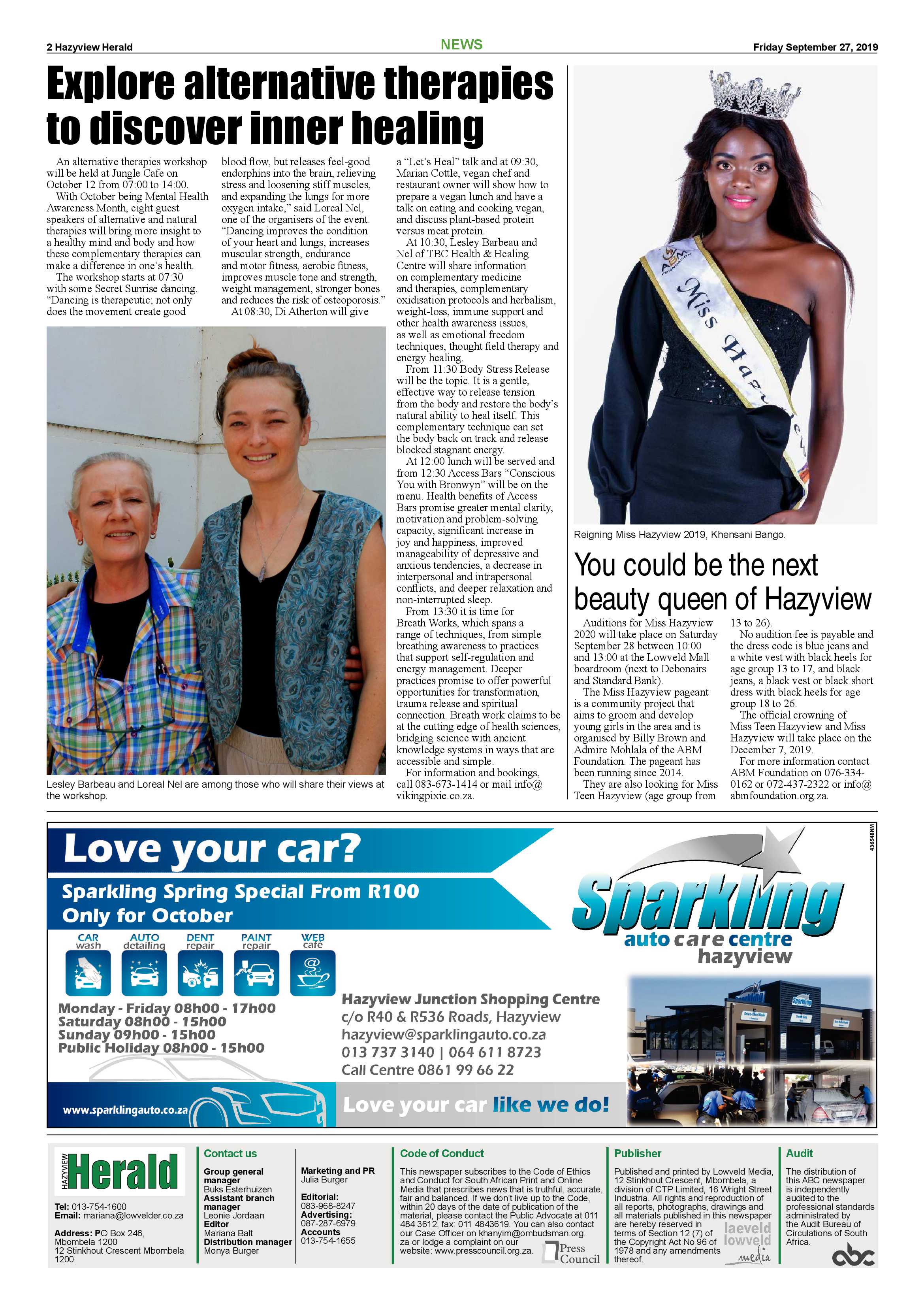 Hazyview Herald 27 September 2019 page 2