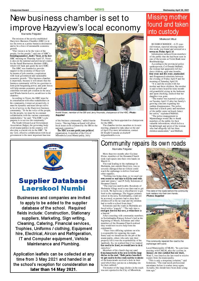 Hazyview herald 28 April 2021 page 4