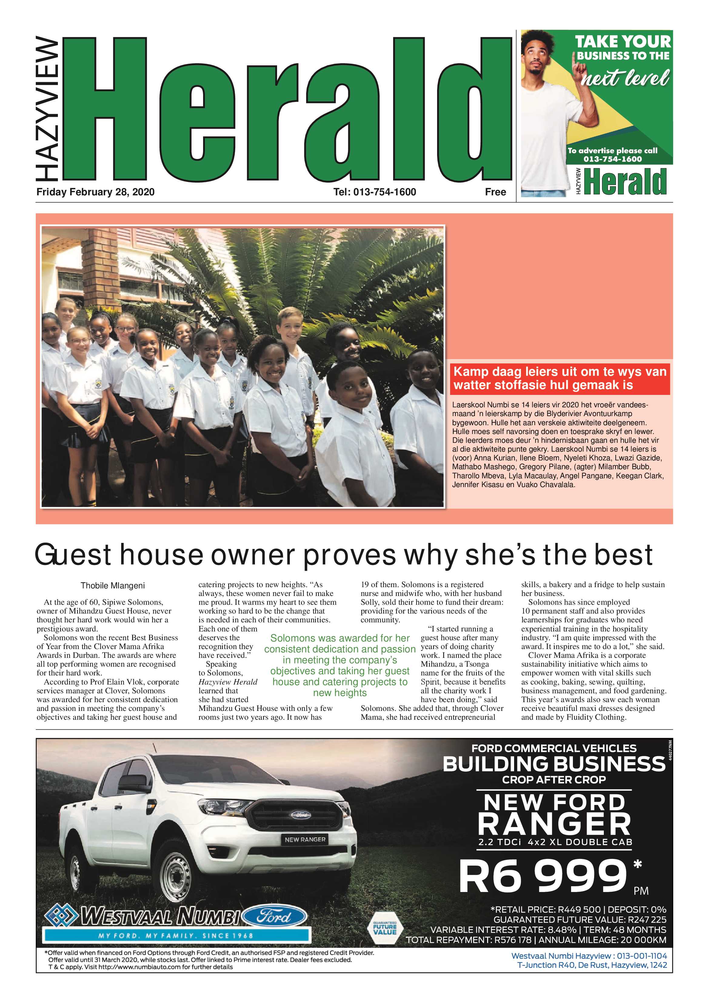 Hazyview Herald 28 February 2020 page 1