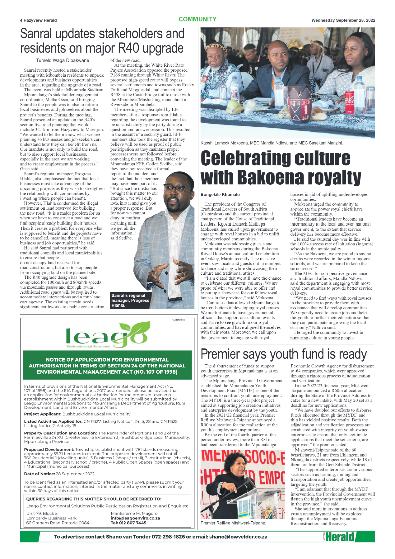 Hazyview herald 28 September 2022 page 4