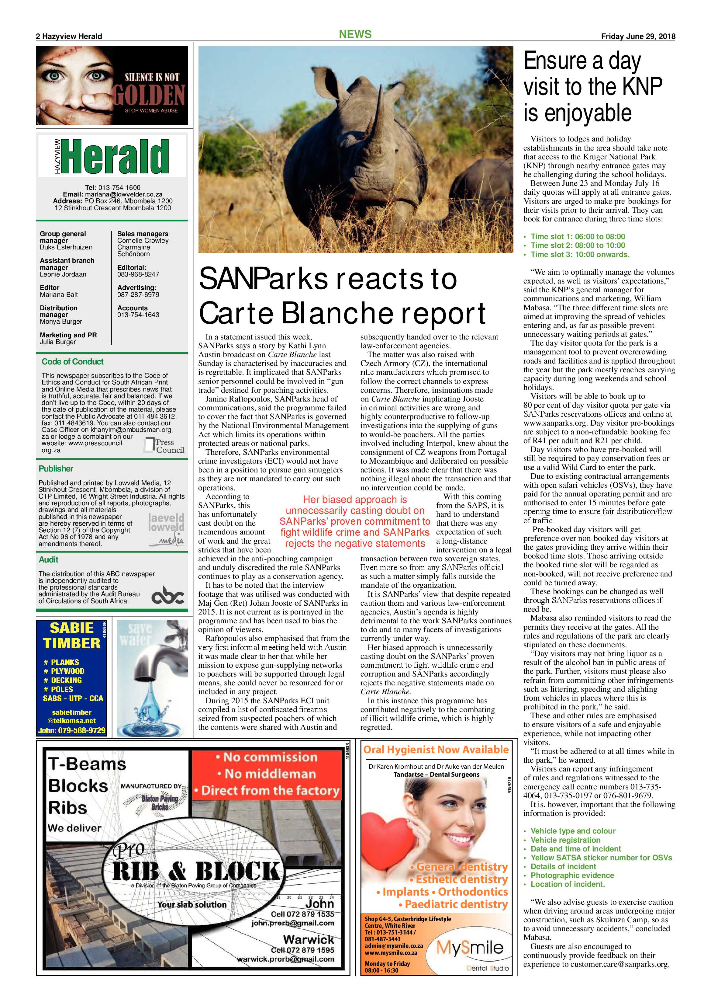 Hazyview Herald 29 June 2018 page 2
