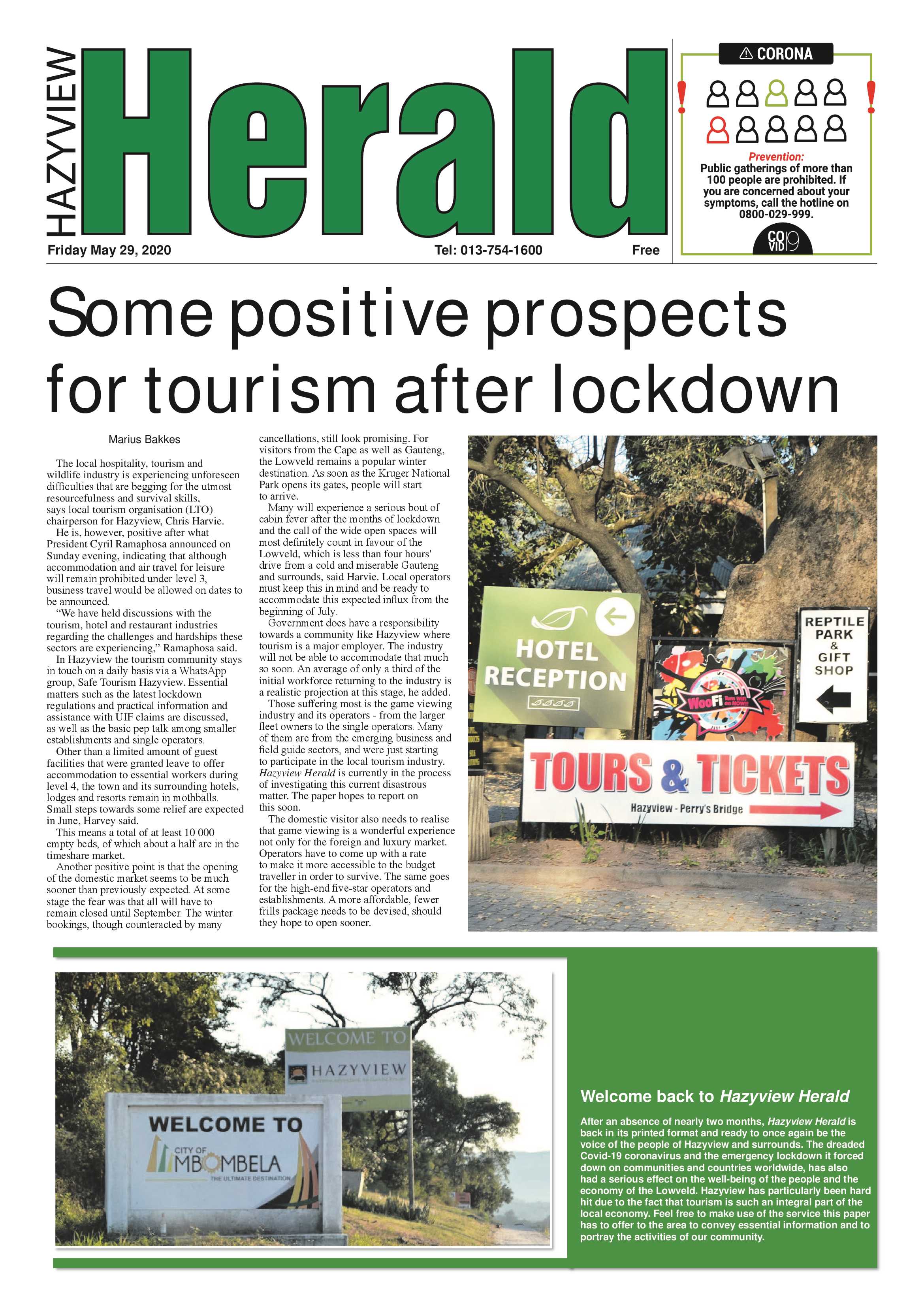 Hazyview Herald 29 May 2020 page 1