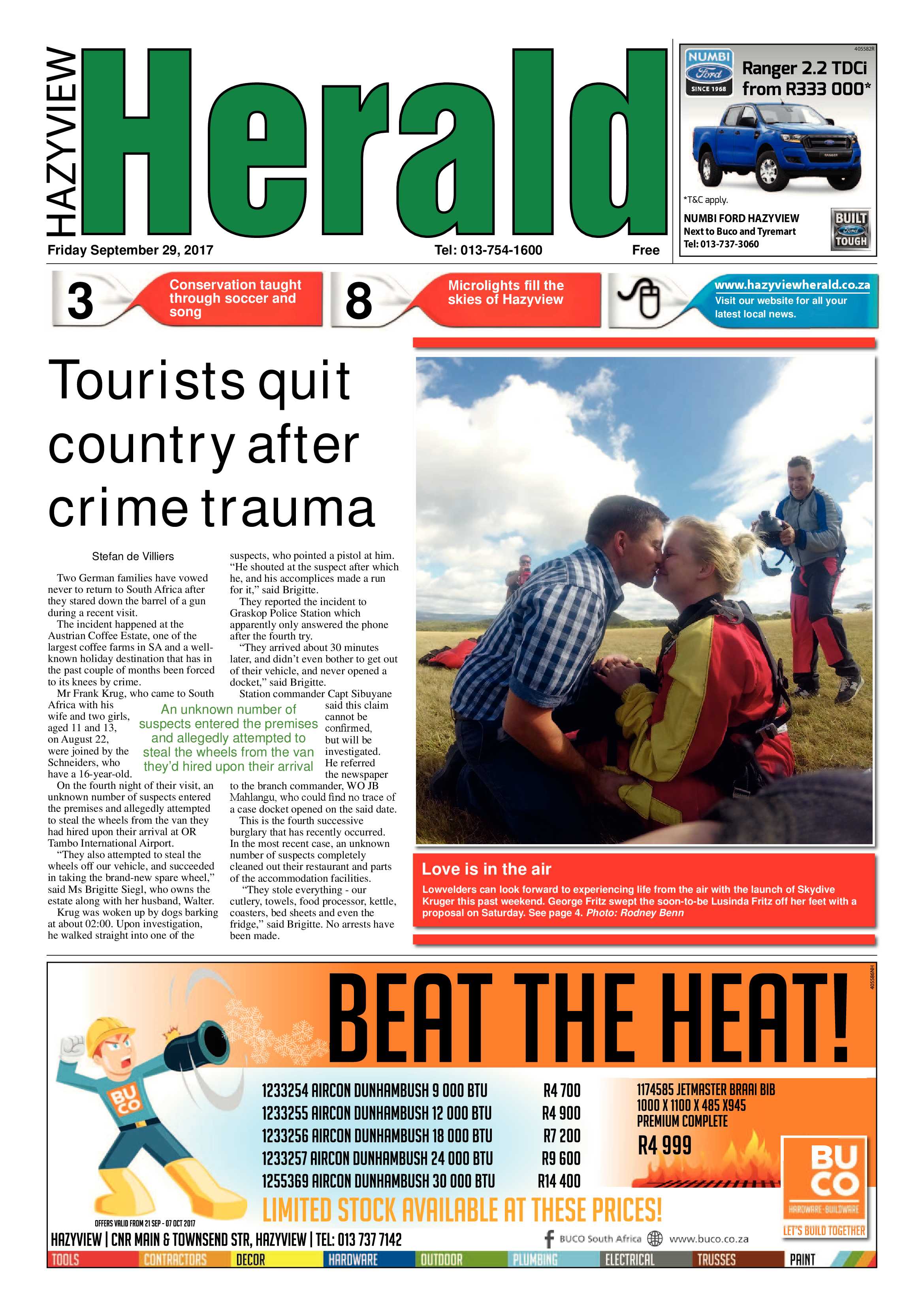 Hazyview Herald 29 September 2017 page 1