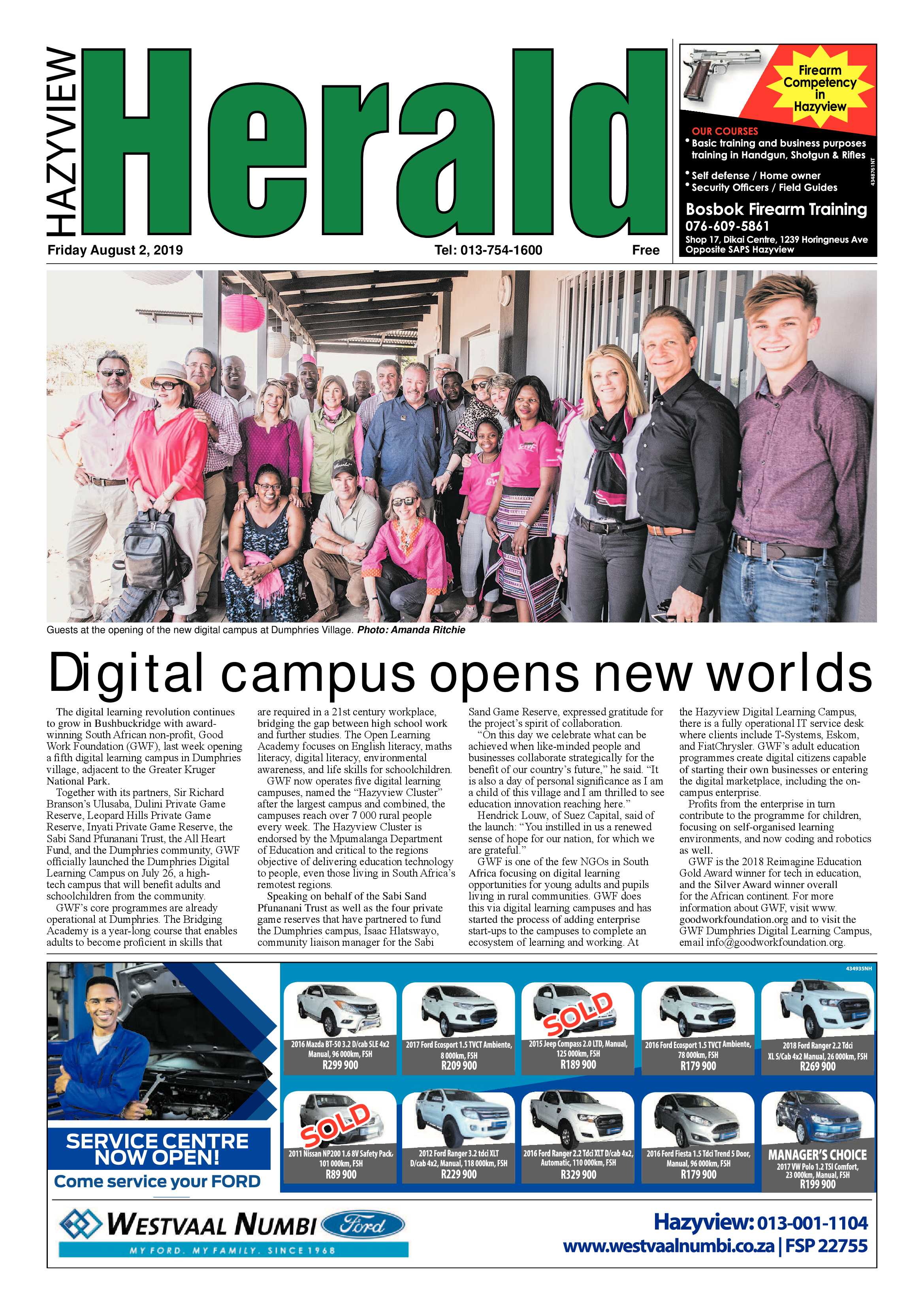 Hazyview Herald 2 August 2019 page 1