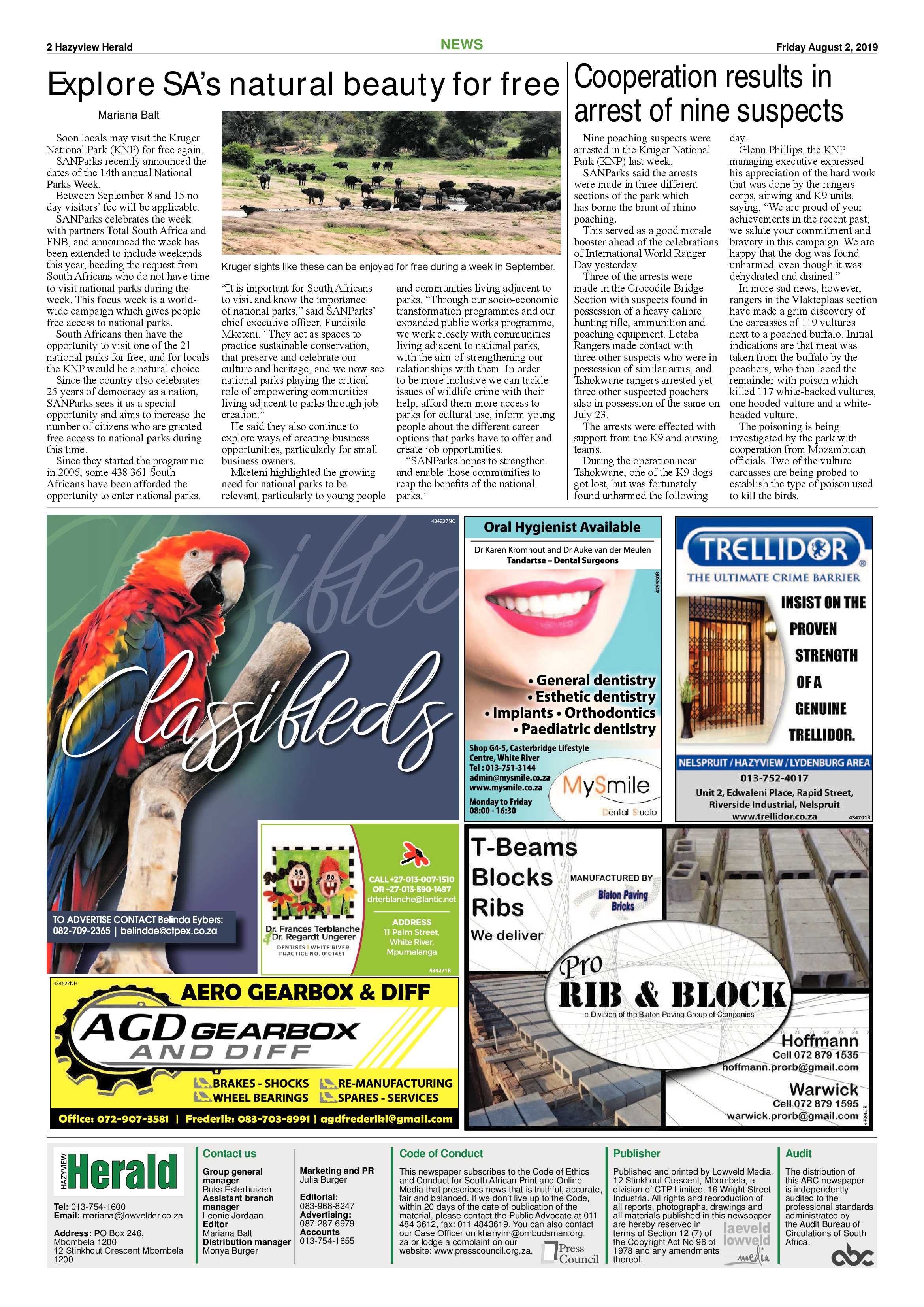 Hazyview Herald 2 August 2019 page 2