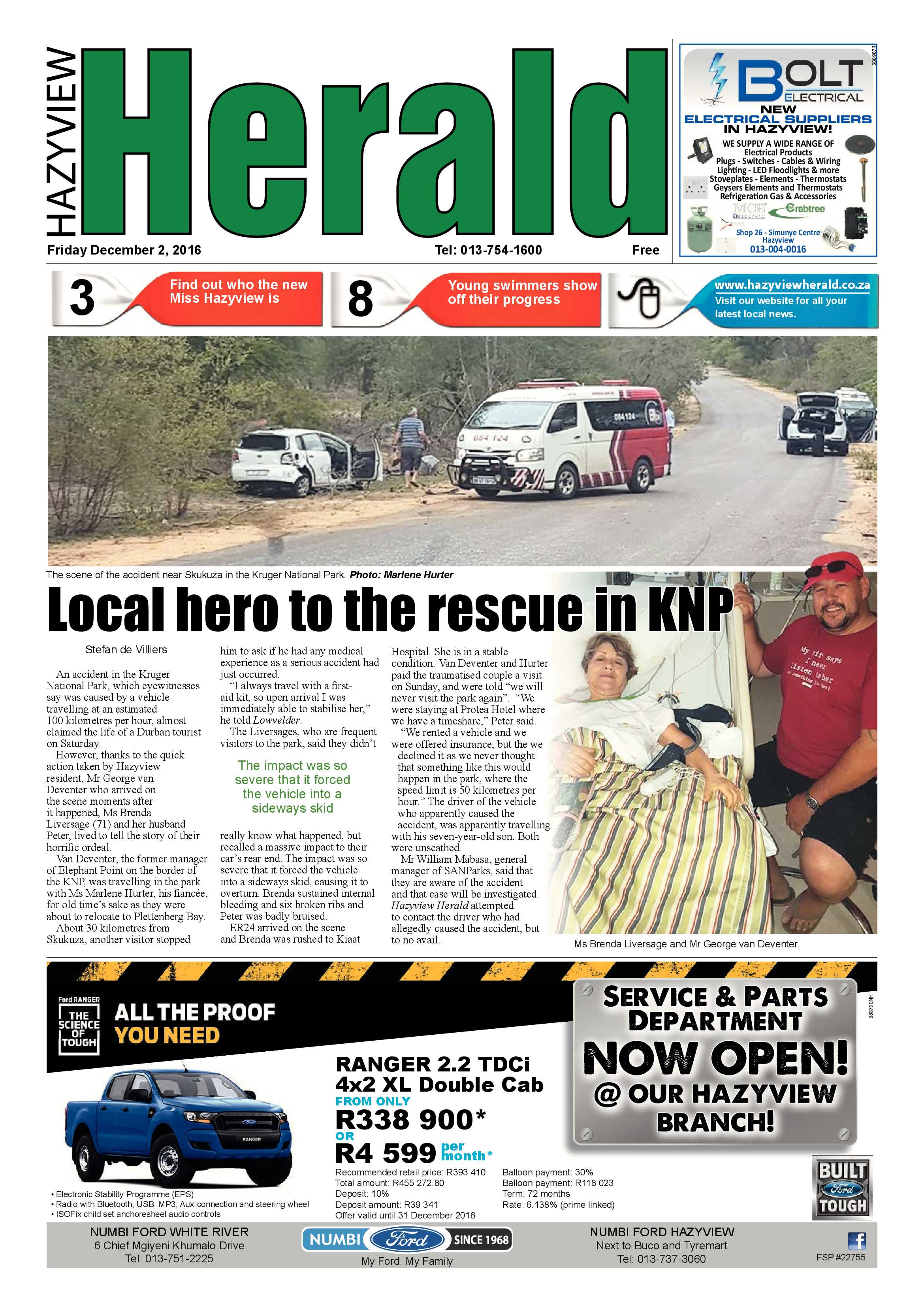 Hazyview Herald 2 Dec 2016 page 1