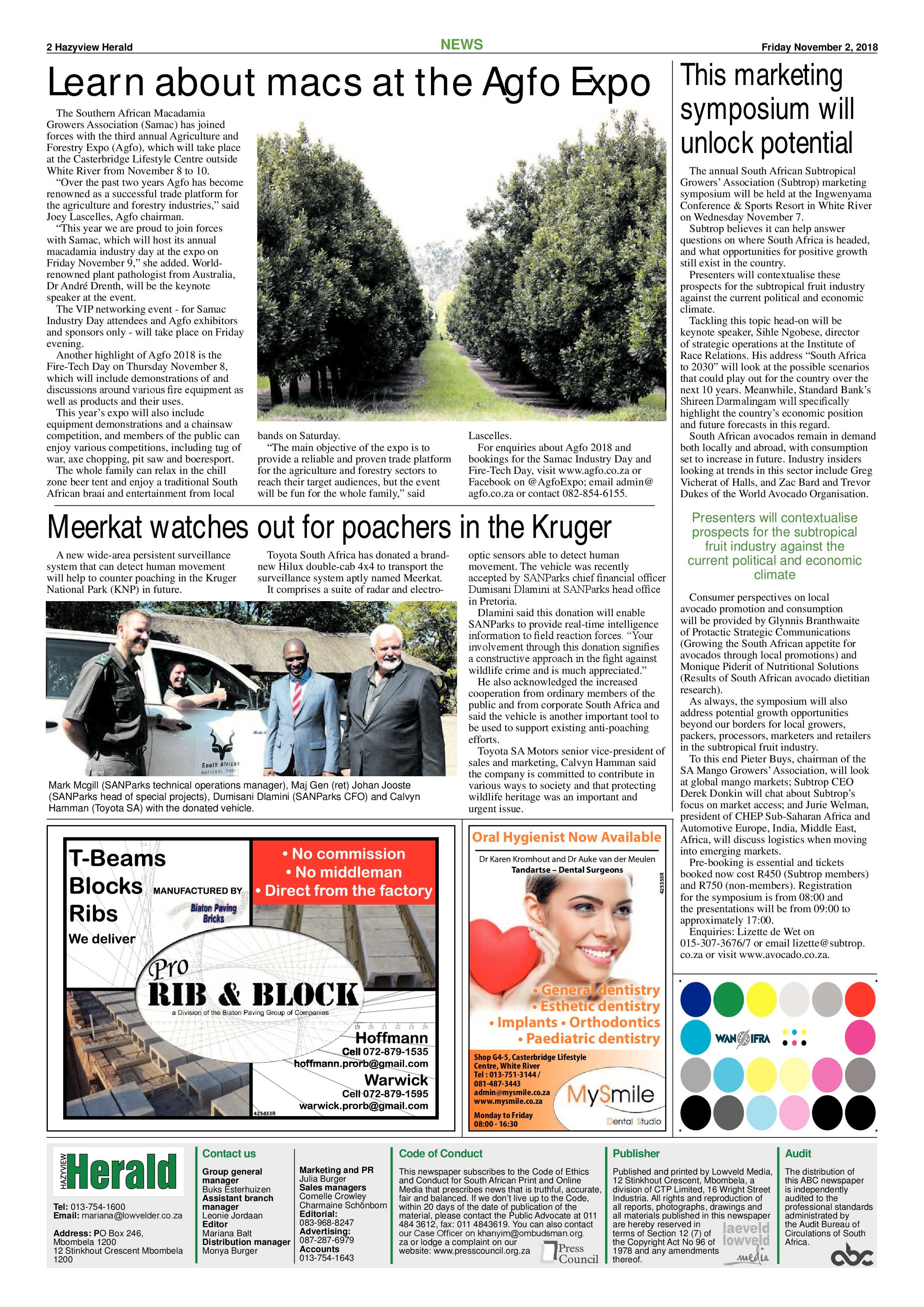 Hazyview Herald 2 November 2018 page 2