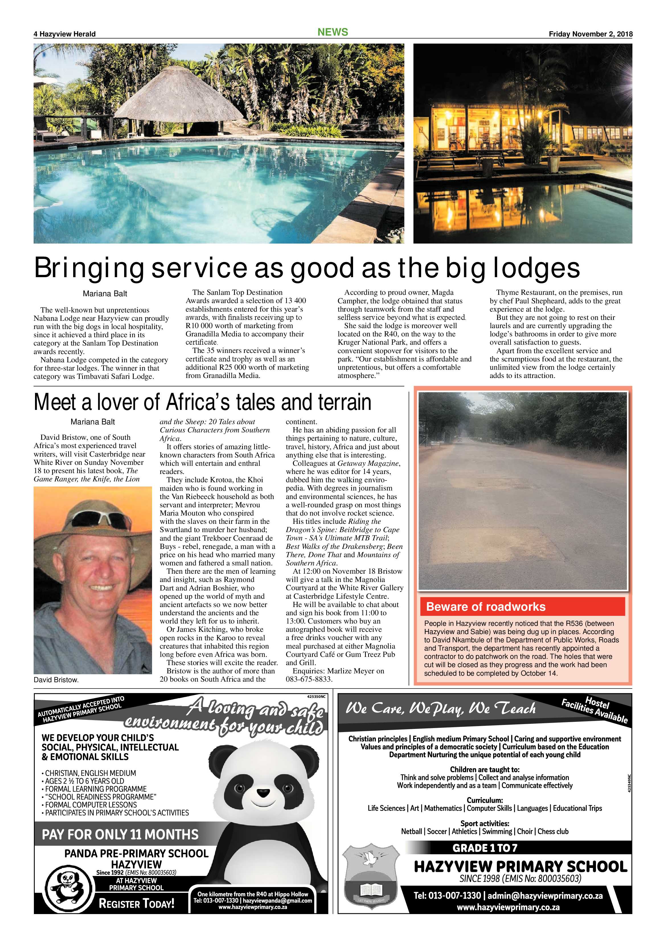 Hazyview Herald 2 November 2018 page 4