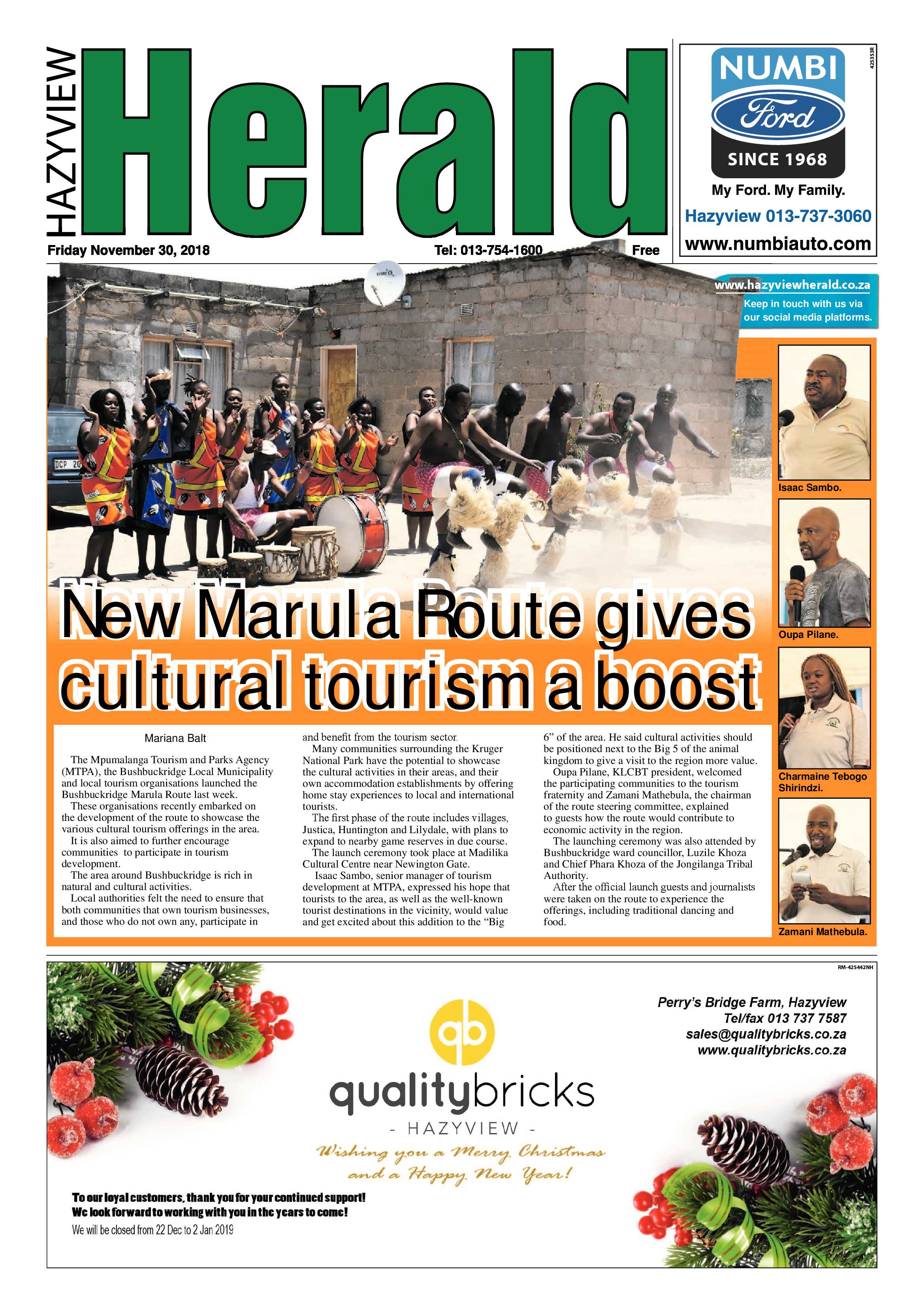 Hazyview Herald 30 November 2018 page 1